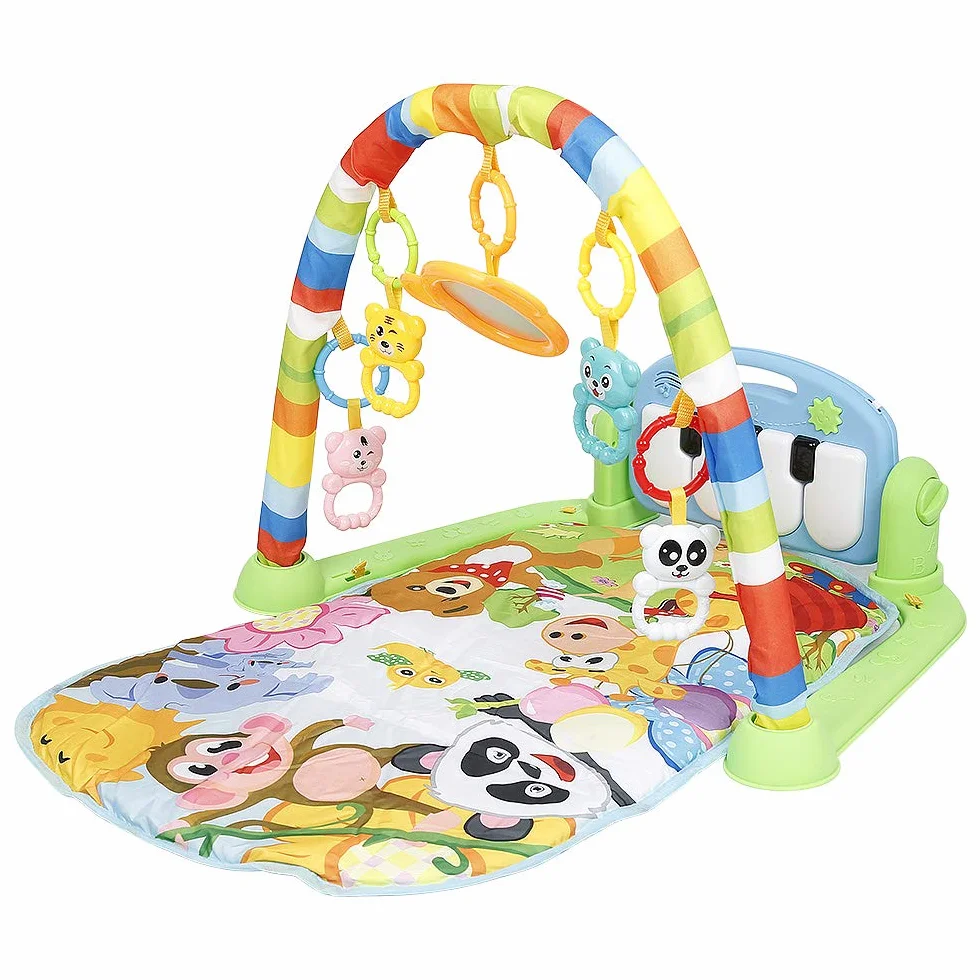 Tapis d'éveil Bébé avec Musique et Lumières, Jouets éducatifs pour 0-26 Mois, Salle de Gym Piano avec Jouets Suspendus