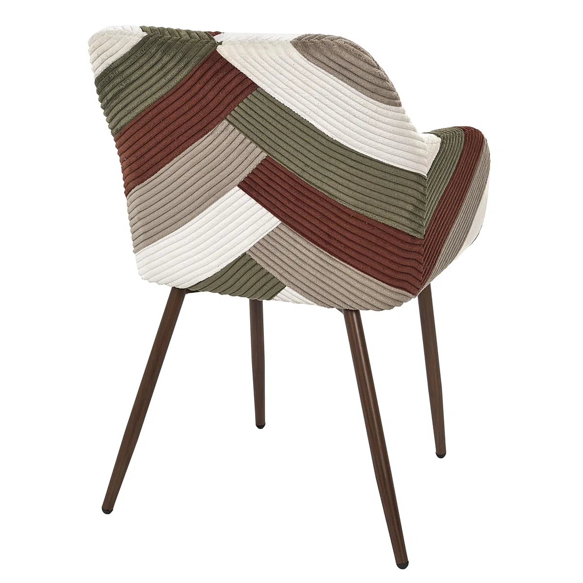 HOME DECO FACTORY - Lot de 2 Fauteuils Patchwork Côtelé Design Moderne et Confortable pour Salon ou Chambre - Dimensions Généreuses - Beige Taupe Terracotta Vert - Modèle Scott