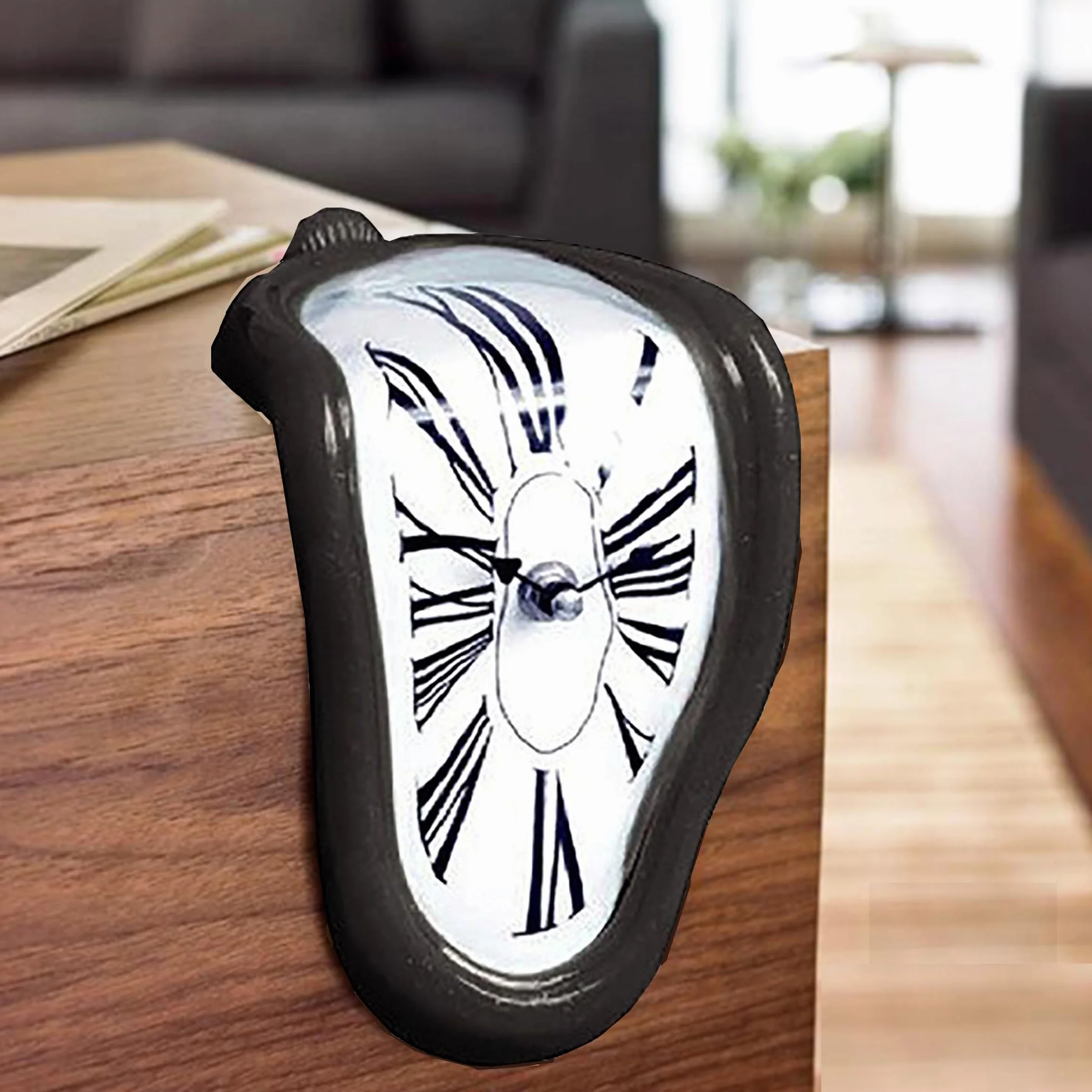SUQ Horloge Courbe de Fusion Chiffres Romains Pendule Quartz Silencieuse Décorative