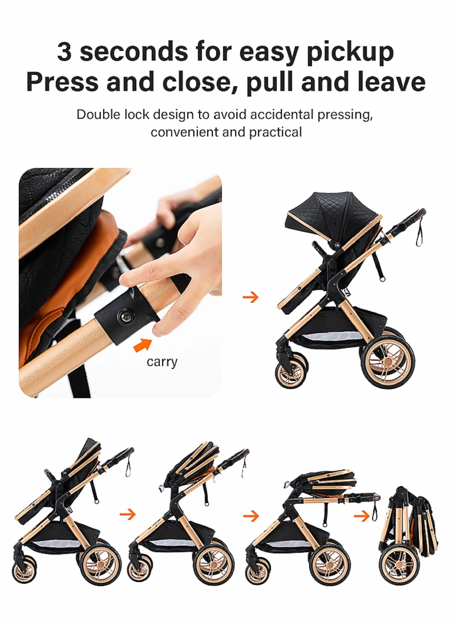 Poussette 3 en 1 Citadine Combinée Tricycle Baby Walker Haute Paysage Pliante Trolley Bébé Landau 0-36 Mois Bleu