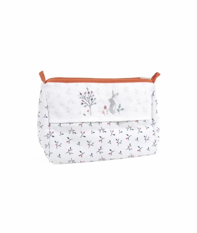 Trousse de toilette à broder pour bébé Feuillage avec motif gratuit DMC