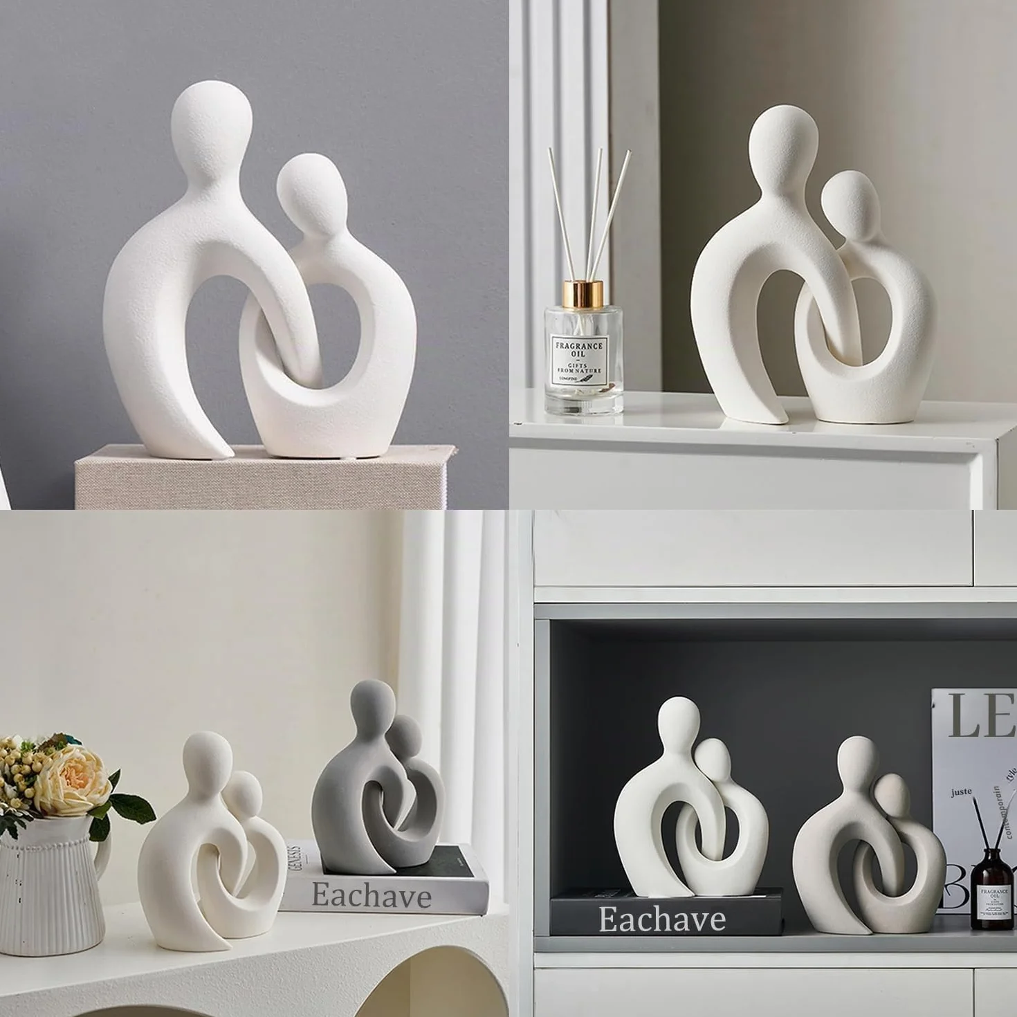 Statue Romantique en Céramique Blanche Moderne pour Décoration Intérieure