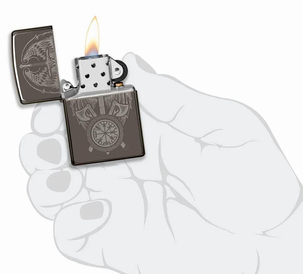 Zippo Briquet Tempête - Wings & Sword Model - Finition Black Ice avec Image Photo - Rechargeable - Réutilisable - Design Coupe-Vent - Coffret Cadeau Fabriqué aux États-Unis
