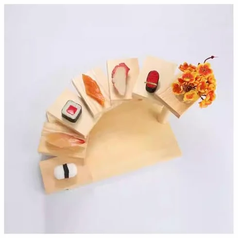 Assiette de service à sushis, 7 étages en bois rotatif pour restaurant ou maison, plateau à sashimi style escalier