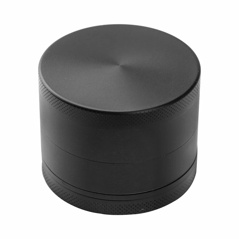 Moulin à épices en alliage de zinc 4 pièces avec filtre et grattoir, fermeture magnétique, noir compact (5 x 4 cm)
