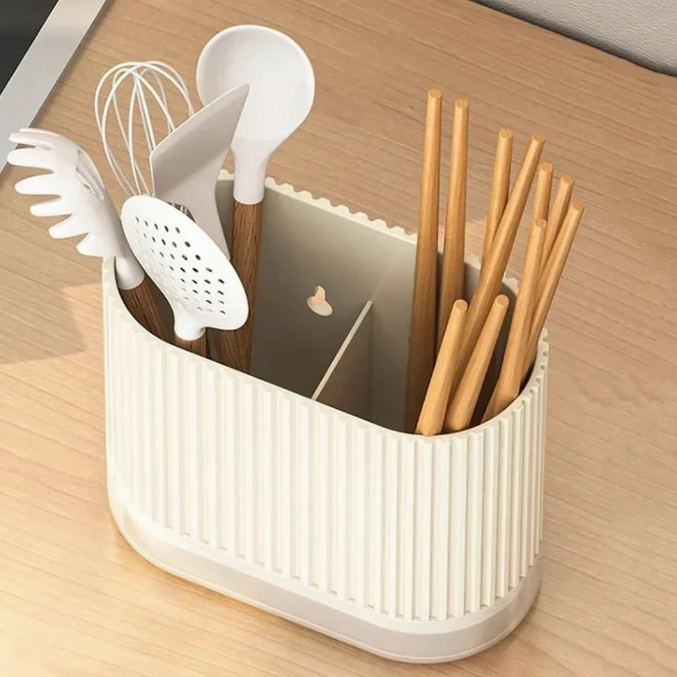 Porte-ustensiles, Porte-Couteaux, Porte-ustensiles, égouttoir ménager, Support Mural for Vaisselle de comptoir, Bloc à Couteaux(White)