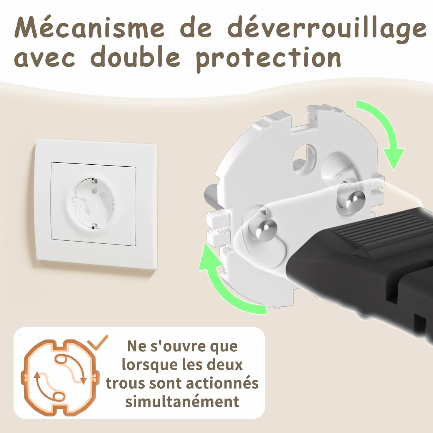 Cache Prises Bébé Lot de 18 Sécurités Enfant Type E/F avec Adhésif 3M Protection Bébé Animaux