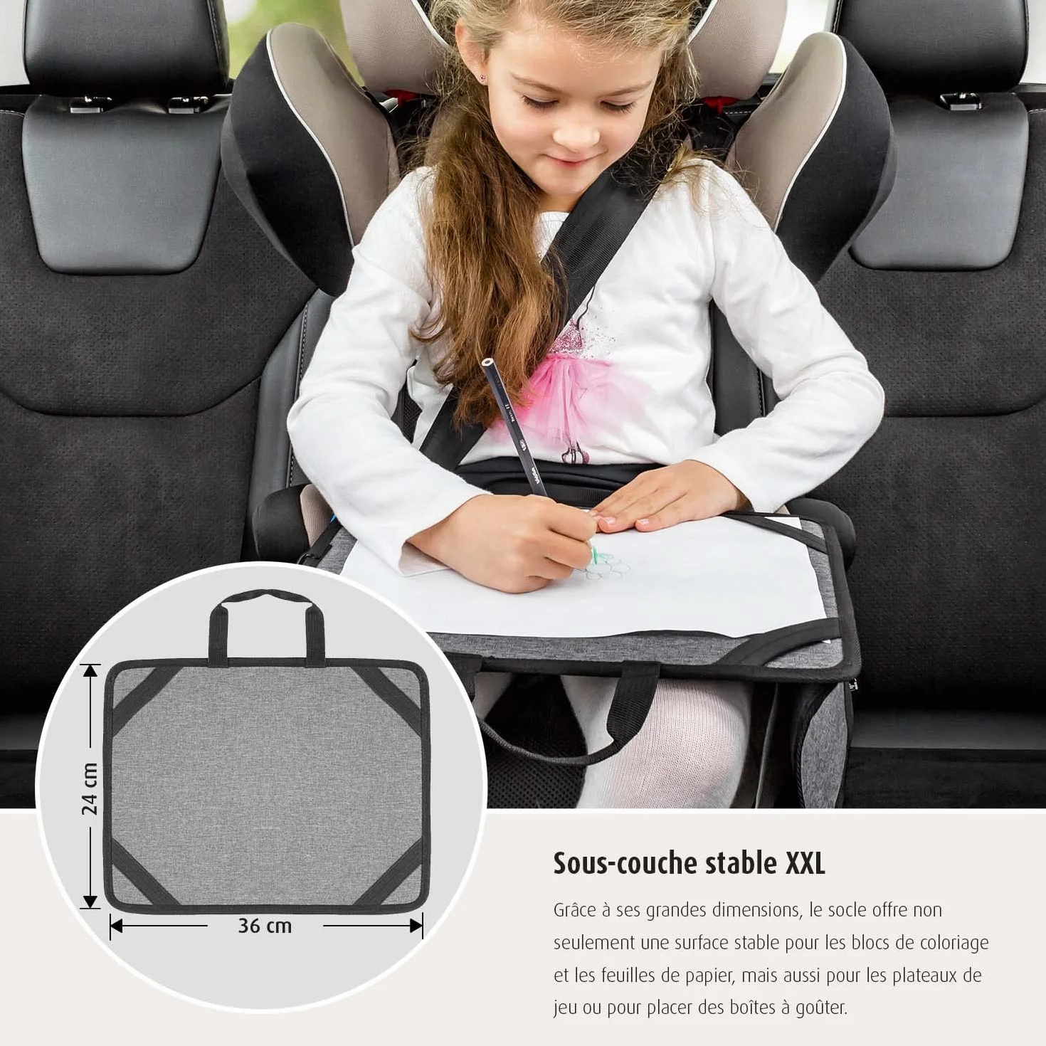 reer TravelKid Play Tapis de coloriage imperméable anti-taches gris voyage léger stable