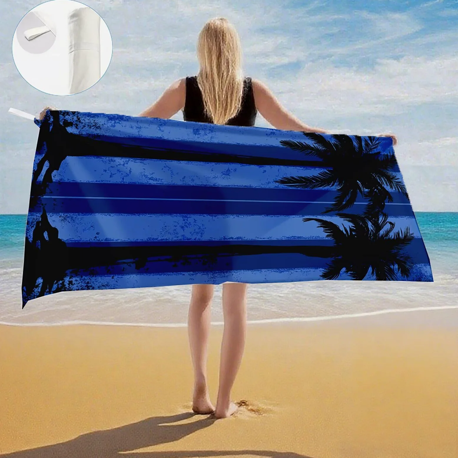Serviette de Plage XXL 100x200 cm,Cocotier Serviette Plage Microfibre avec Séchage Rapide, Anti-Sable, Absorbante Fonction Design pour Vacances Piscine Pique-Nique Voyages Yoga, Cadeau Femme Q-623