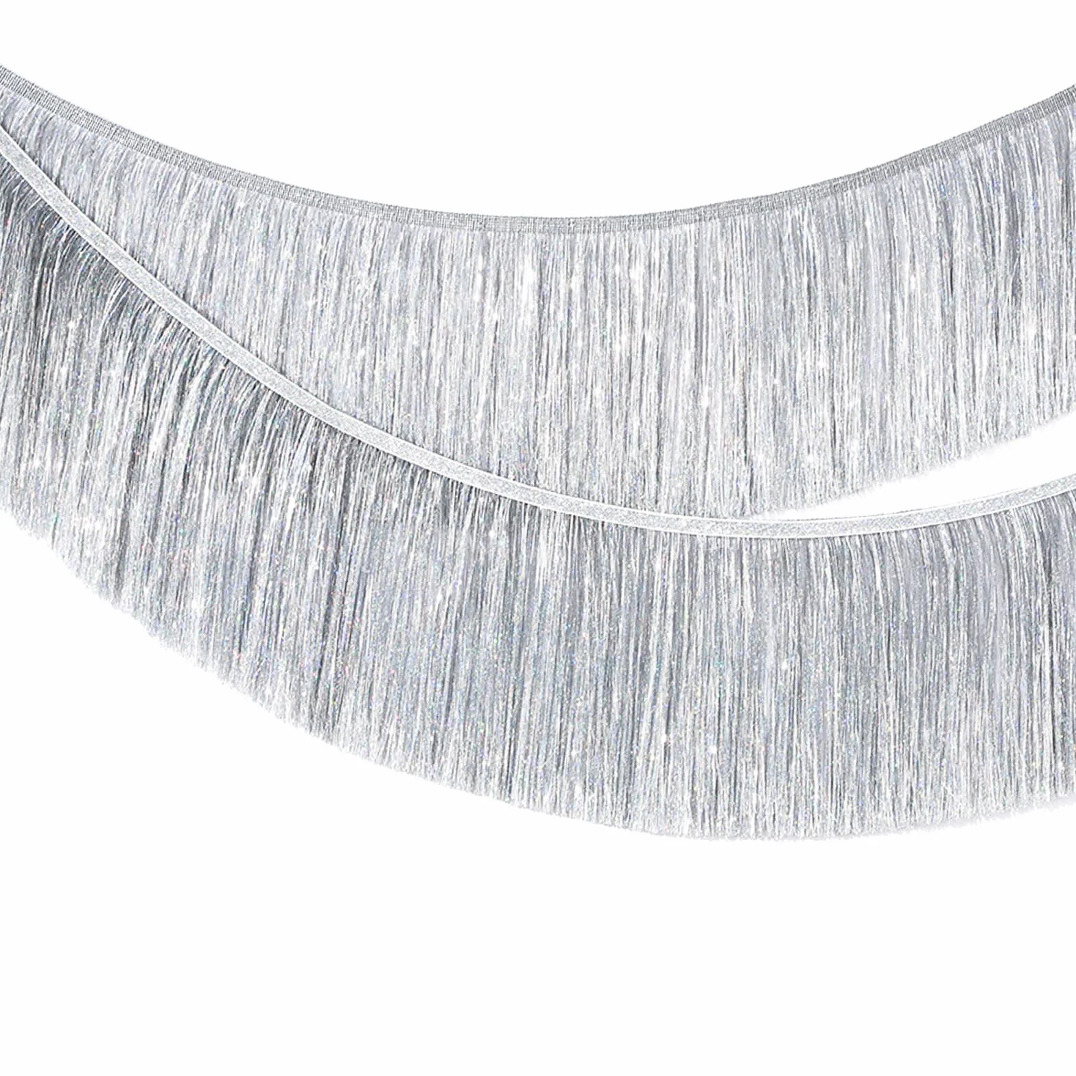 Guirlande à Franges 2M Argent Métallique Brillant Tinsel Décoration Fête