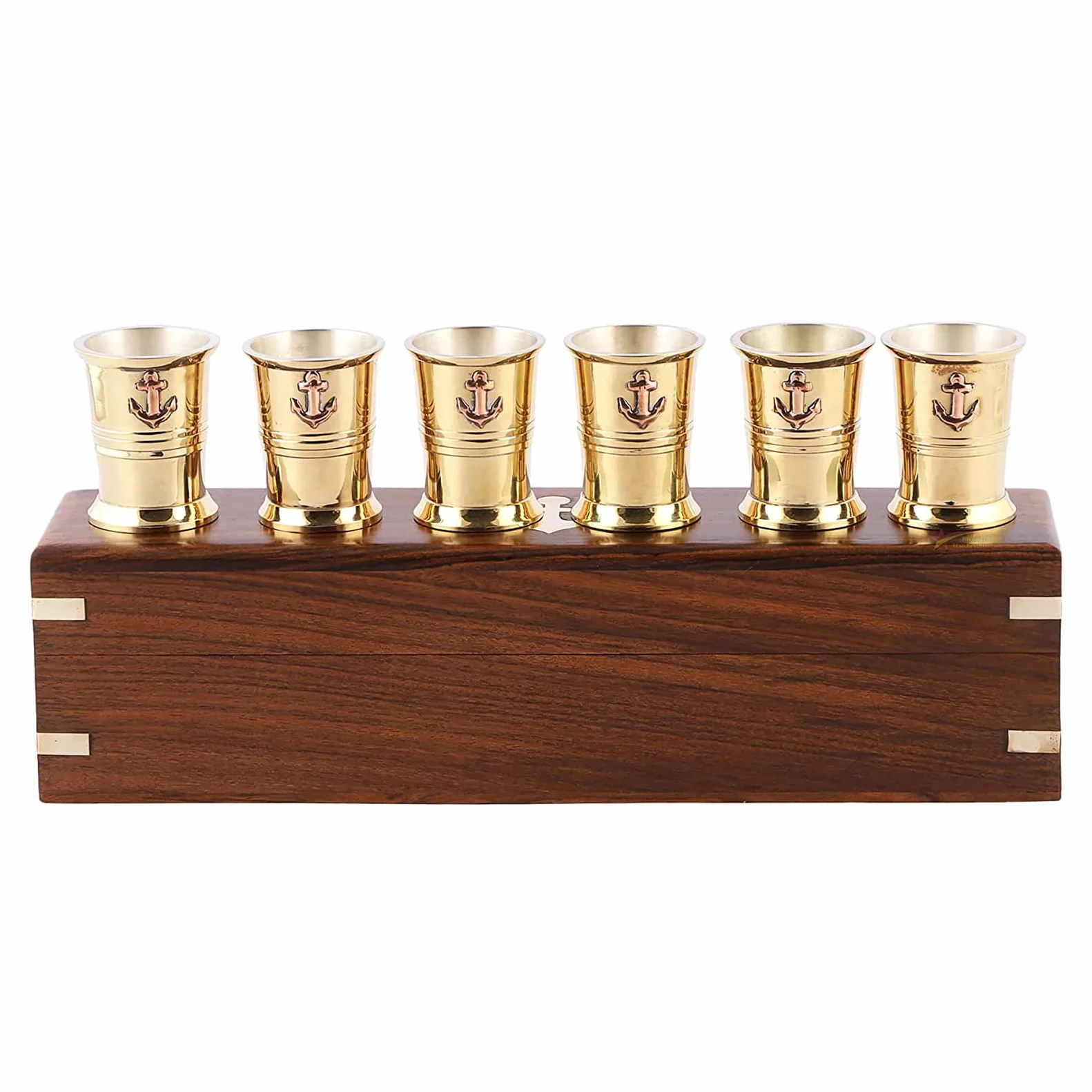 6 verres à shot avec étui en palissandre Compartiments Accessoires de rangement de bar en bois Idées cadeaux pour hommes Vaisselle