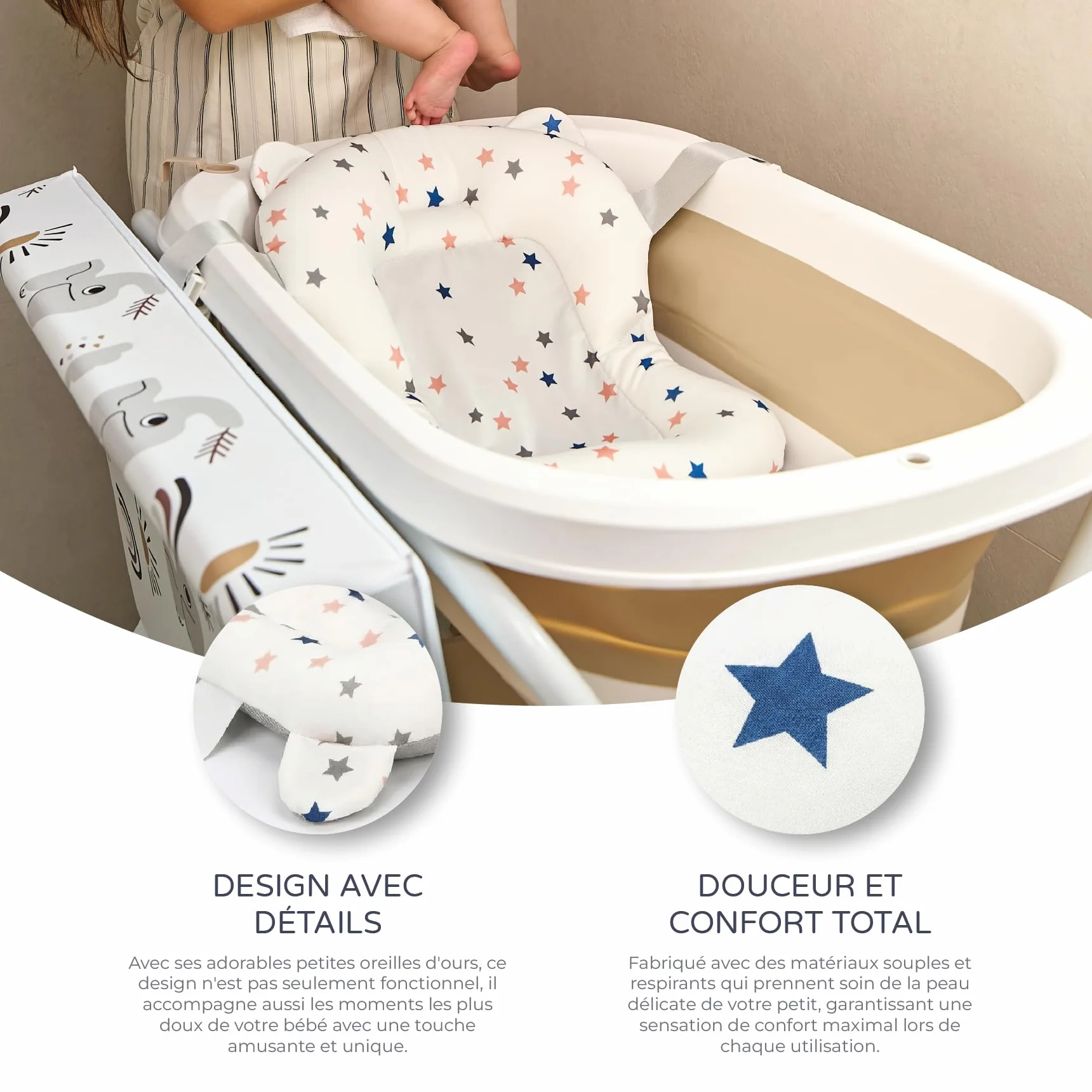 Coussin Réducteur Adaptable pour Baignoire Pliable MS BabyWorld - Portable Maison Voyages