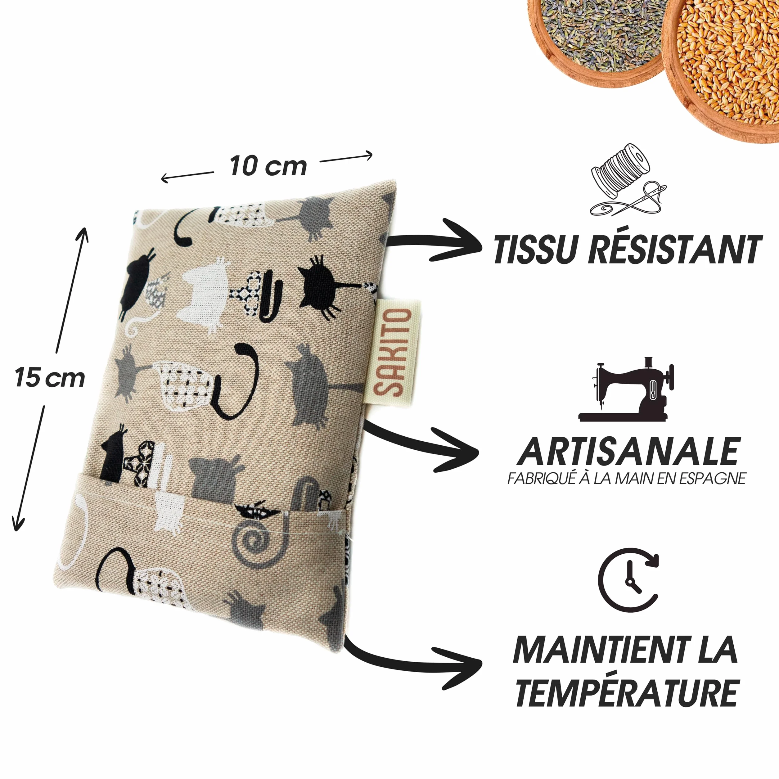 Bouillotte Micro-onde 15x10 cm Thérapie Naturelle Coliques Chaleur Ventre Élimination Gaz Bébés Housse Lavable