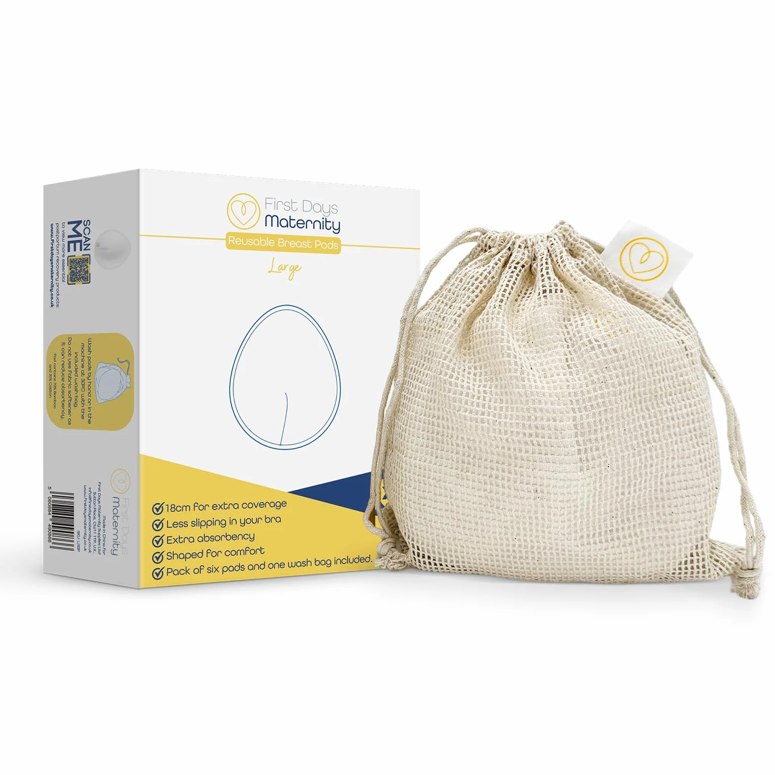 First Days Maternity Coussinets d'allaitement réutilisables coton biologique Taille XL ultra-absorbants lavables