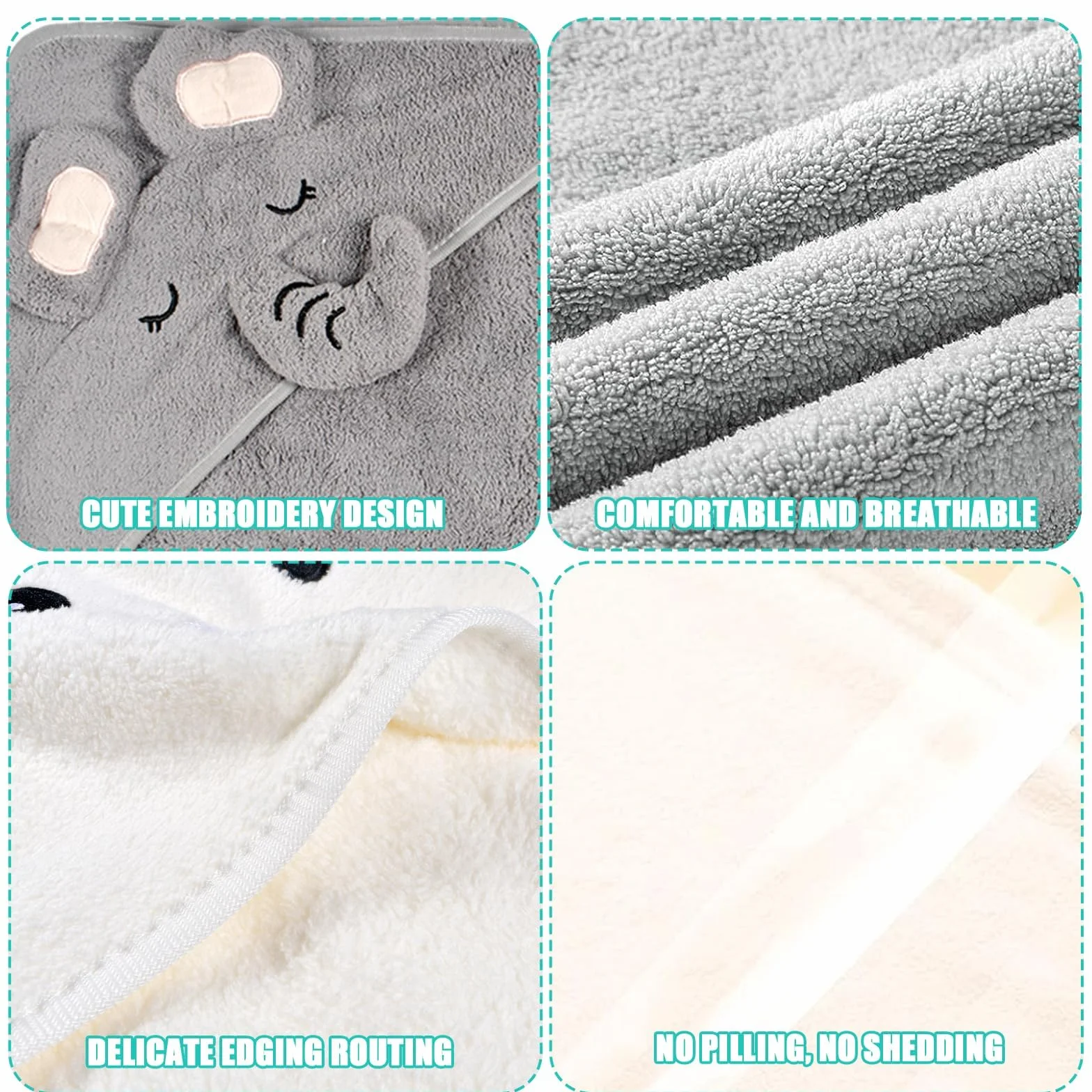 Serviette de Bain à Capuche Bébé 3 Pièces Bambou Super Absorbante