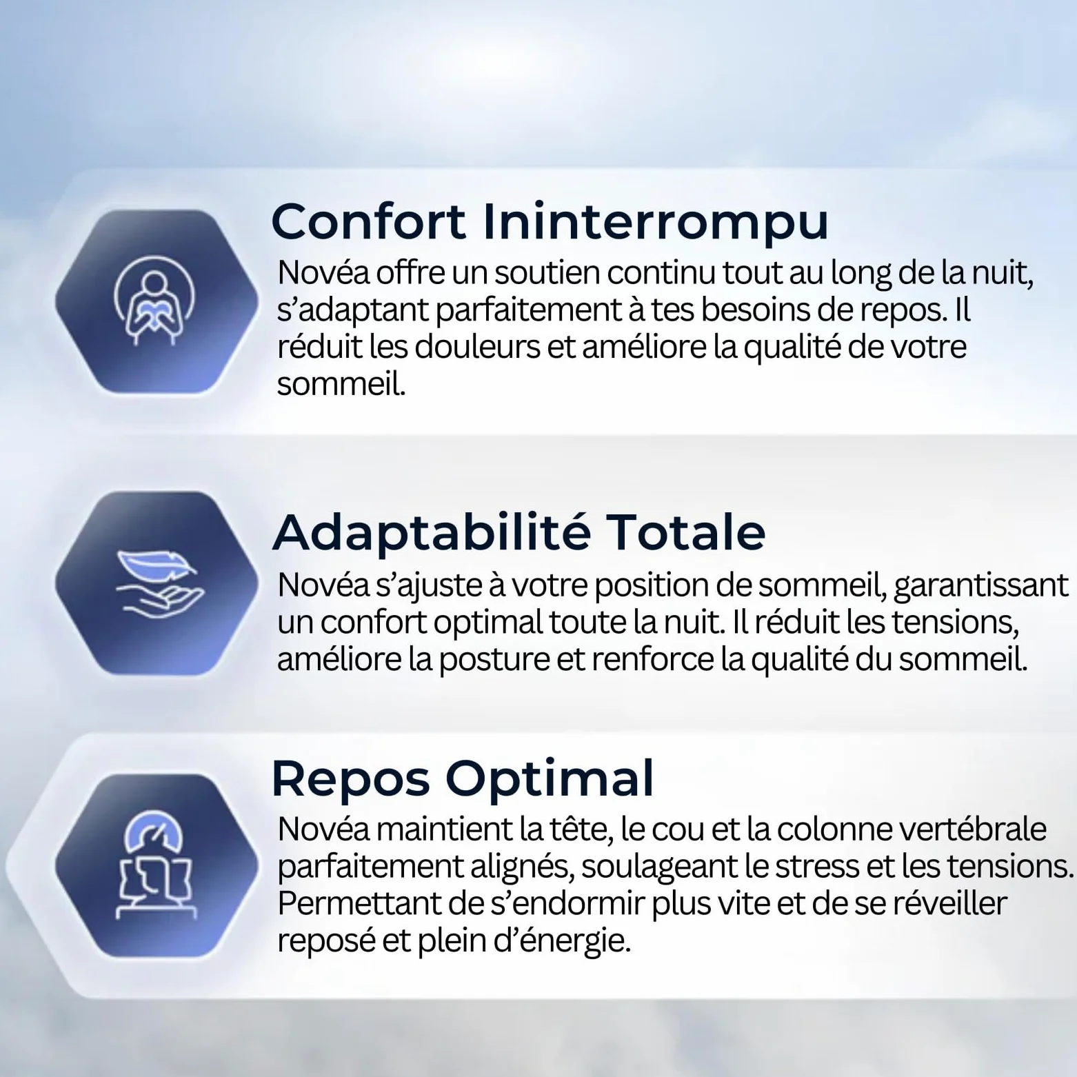 Novéa - Soulagement Cervical，Oreiller en Mousse à mémoire de Forme 2 en 1 Soulage l'inconfort Pendant Le Sommeil et améliore Le Confort Convient à Toutes Les Positions de Sommeil