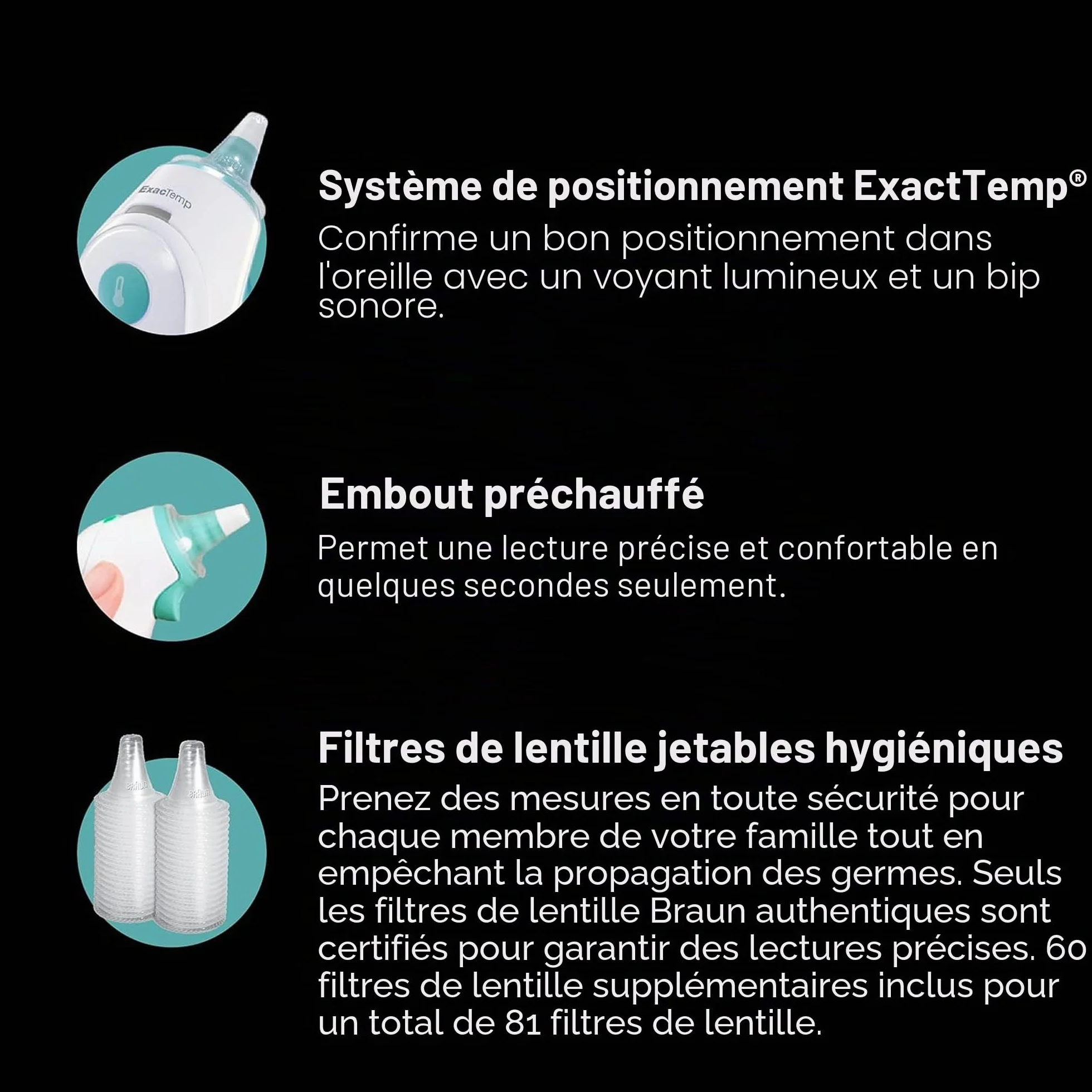 Braun ThermoScan 6 IRT6515 Thermomètre auriculaire numérique pour adultes bébés enfants