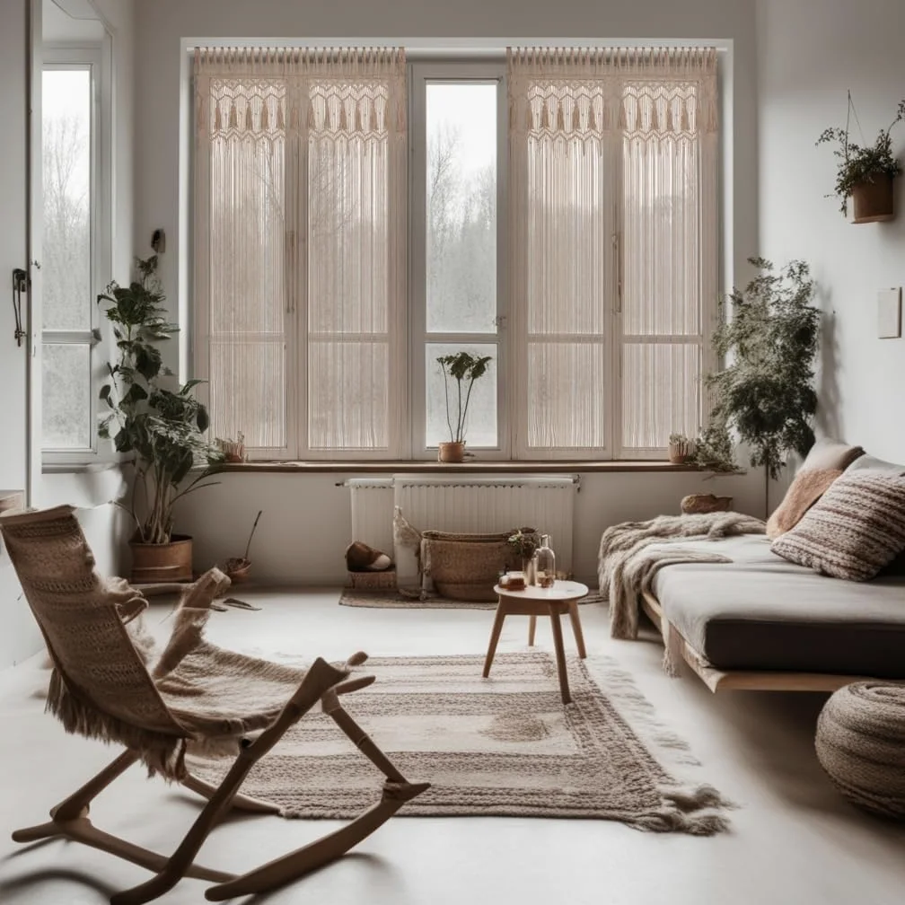 Cozyor Rideau de Porte en macramé - Style bohème - 132 x 200 cm - Séparateur de pièce - Tenture Murale et décoration - Beige - pour Arches de Mariage, Salon, Balcon - Fabriqué à la Main