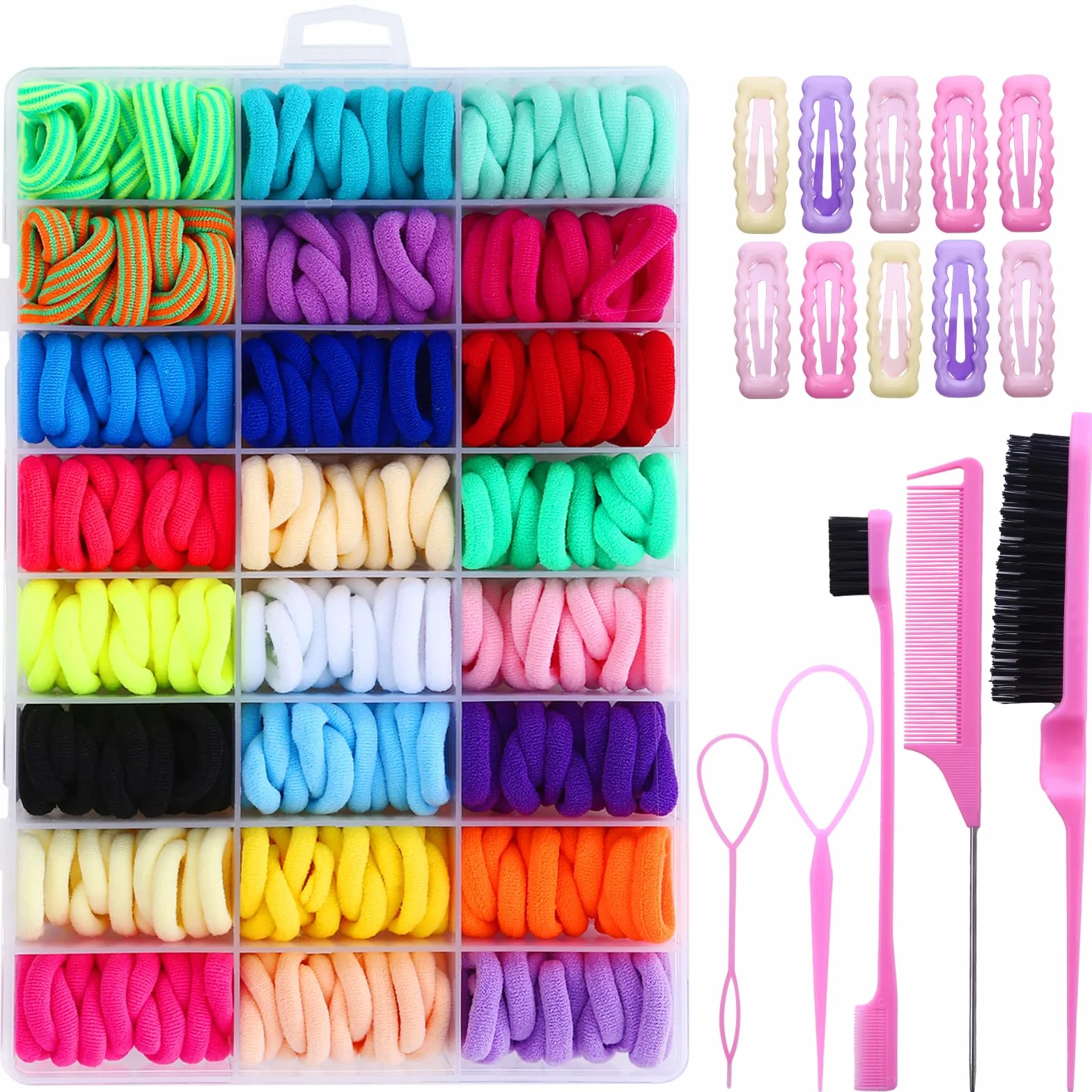 Ensemble d'accessoires de cheveux pour filles 400 élastiques 10 pinces multicolore