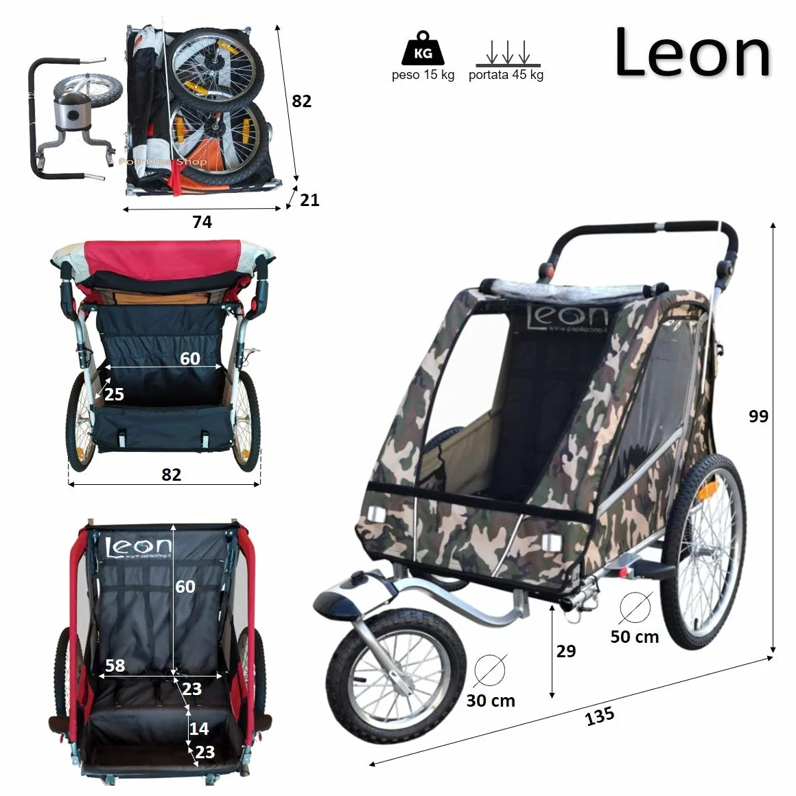 Remorque Vélo Pliable pour Enfants avec Amortisseurs - Chariot Tout-Terrain 1 ou 2 Enfants