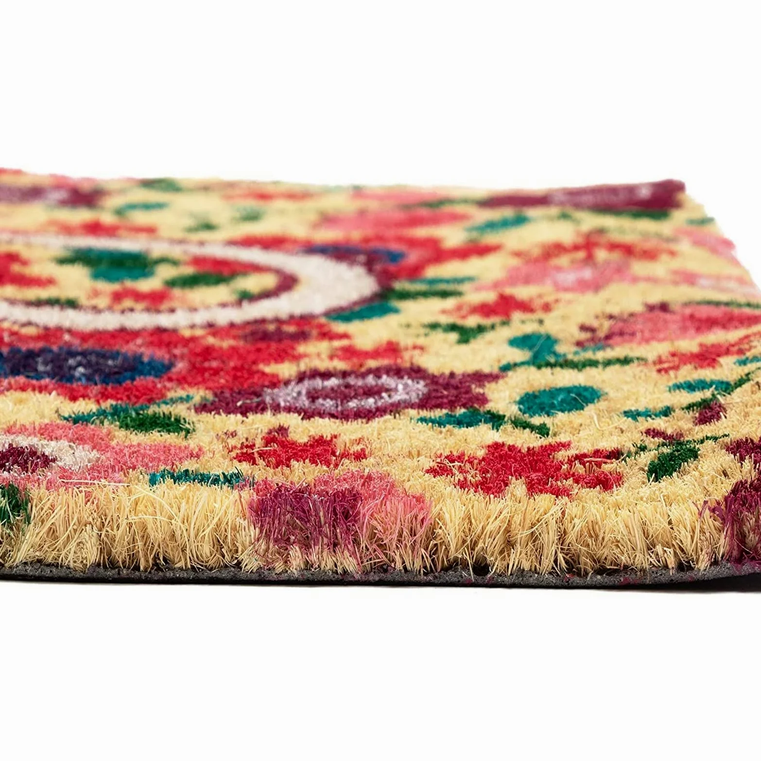 Juvale Paillasson en fibre de coco avec fleurs Motif floral Hello 76,2 x 43,2 cm