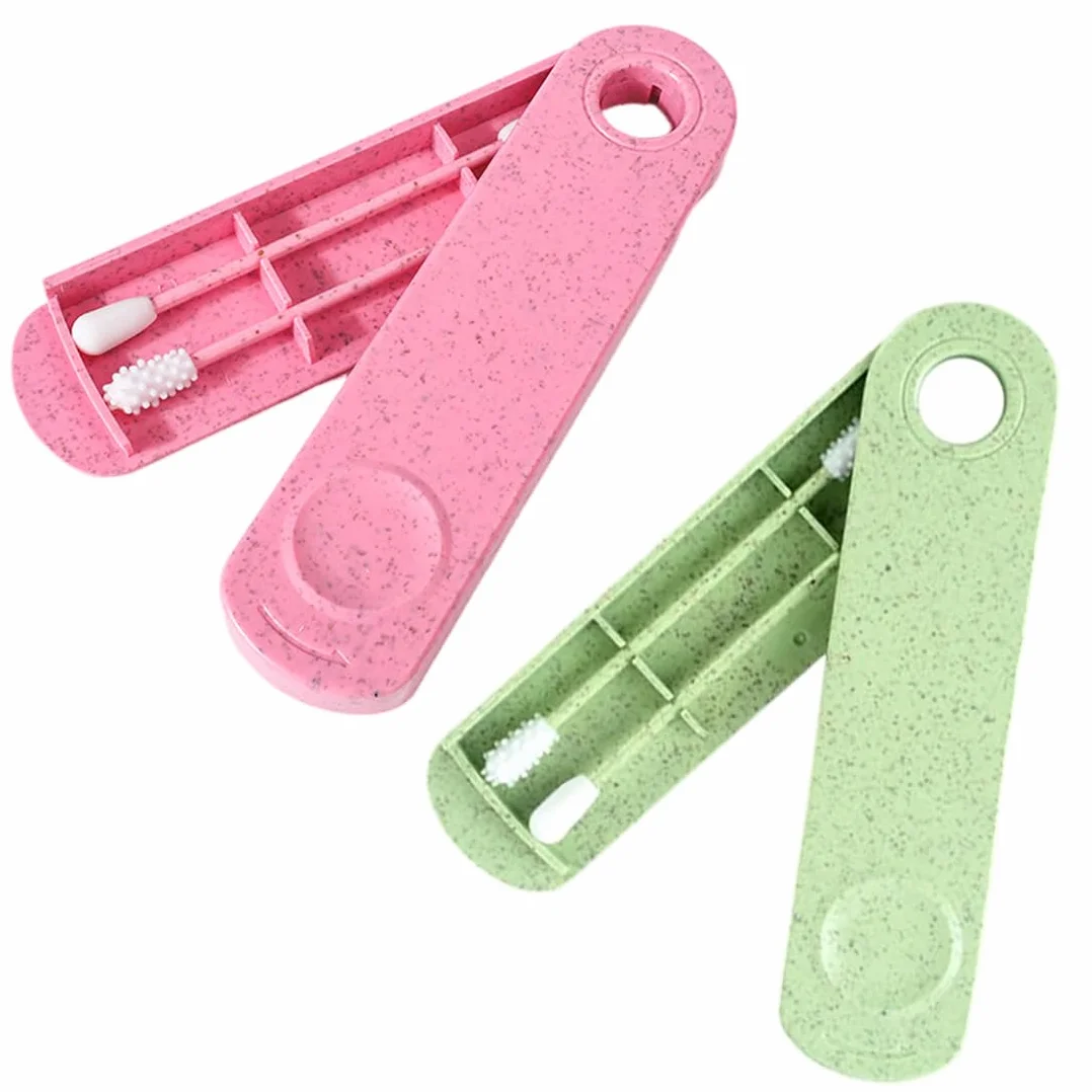 Lot de 4 coton tige réutilisable double tête en silicone doux lavable pour maquillage et nettoyage des oreilles