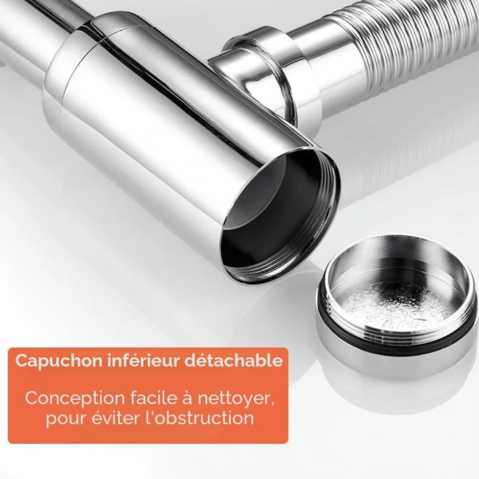 Siphon de bouteille en acier inoxydable pour lavabo de cuisine et salle de bain - Siphon en P - Or brossé