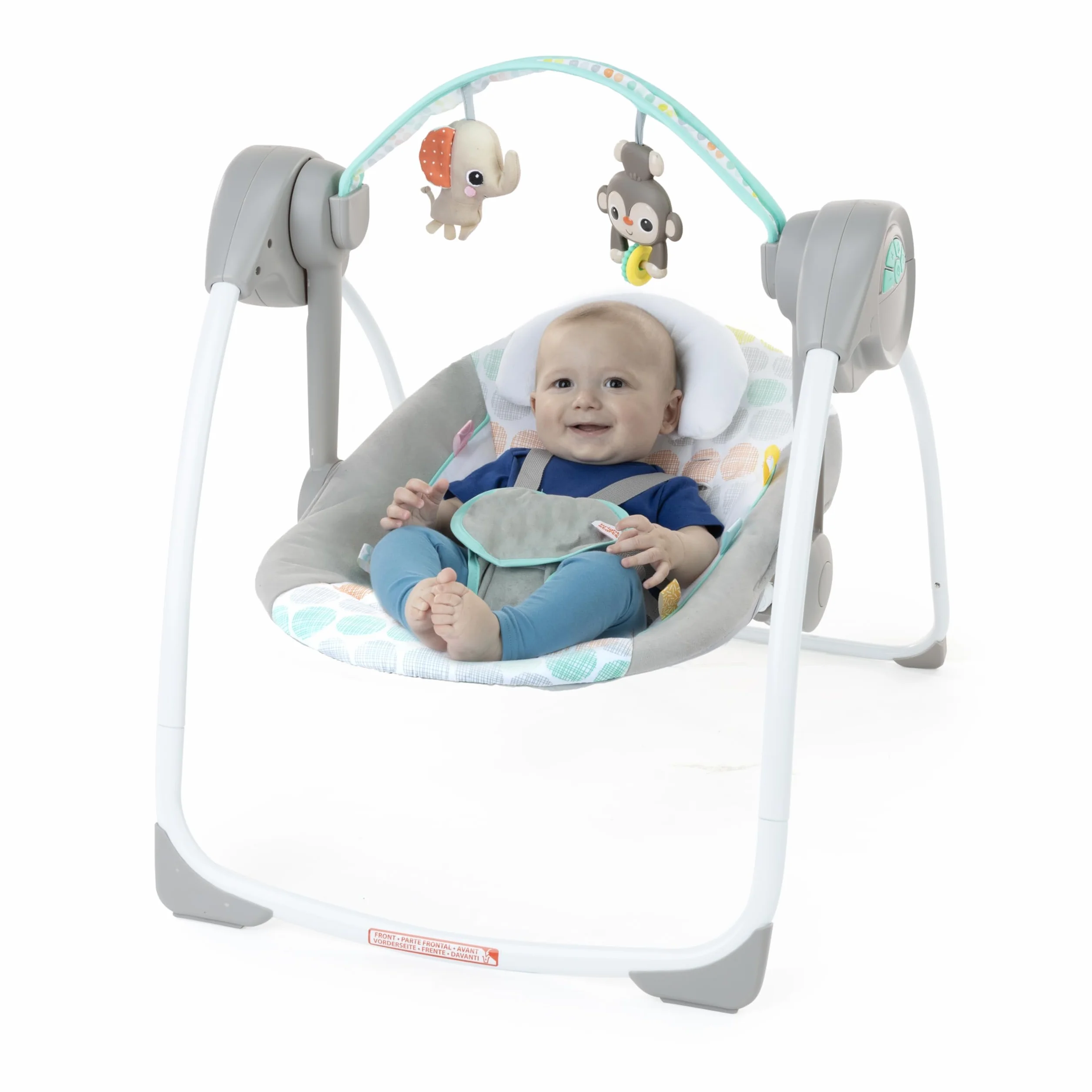 Bright Starts Balancelle Compacte Whimsical Wild 6 vitesses balancement arche jeu amovible 2 jouets interactifs multicolore naissance 9 kg