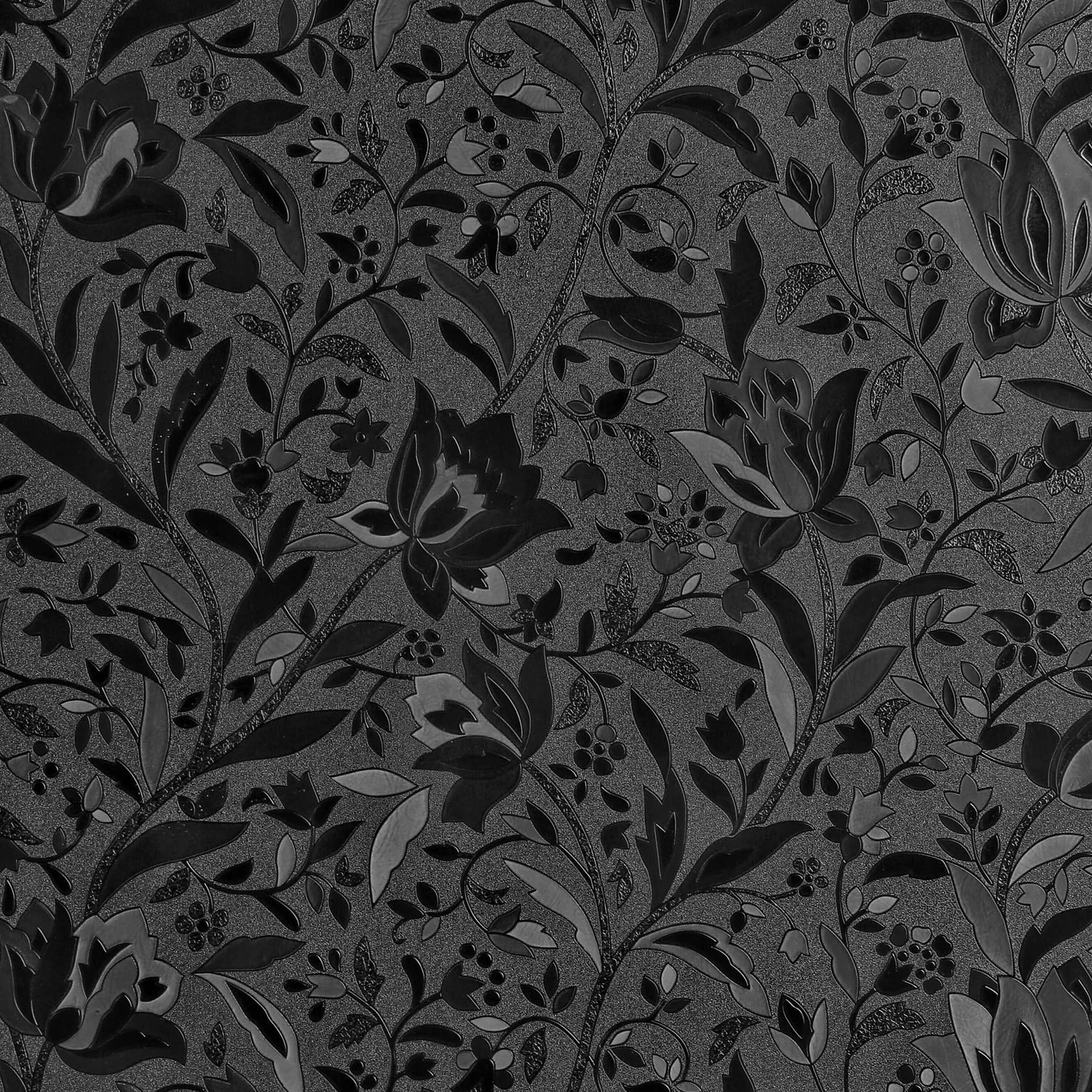 Film occultant pour fenêtre - Tulipe gravée - sans Colle - 88,9 x 299,7 cm | 100 % bloquant la lumière, réduction de l'éblouissement, contrôle de la chaleur, décalcomanie teintée pour décoration