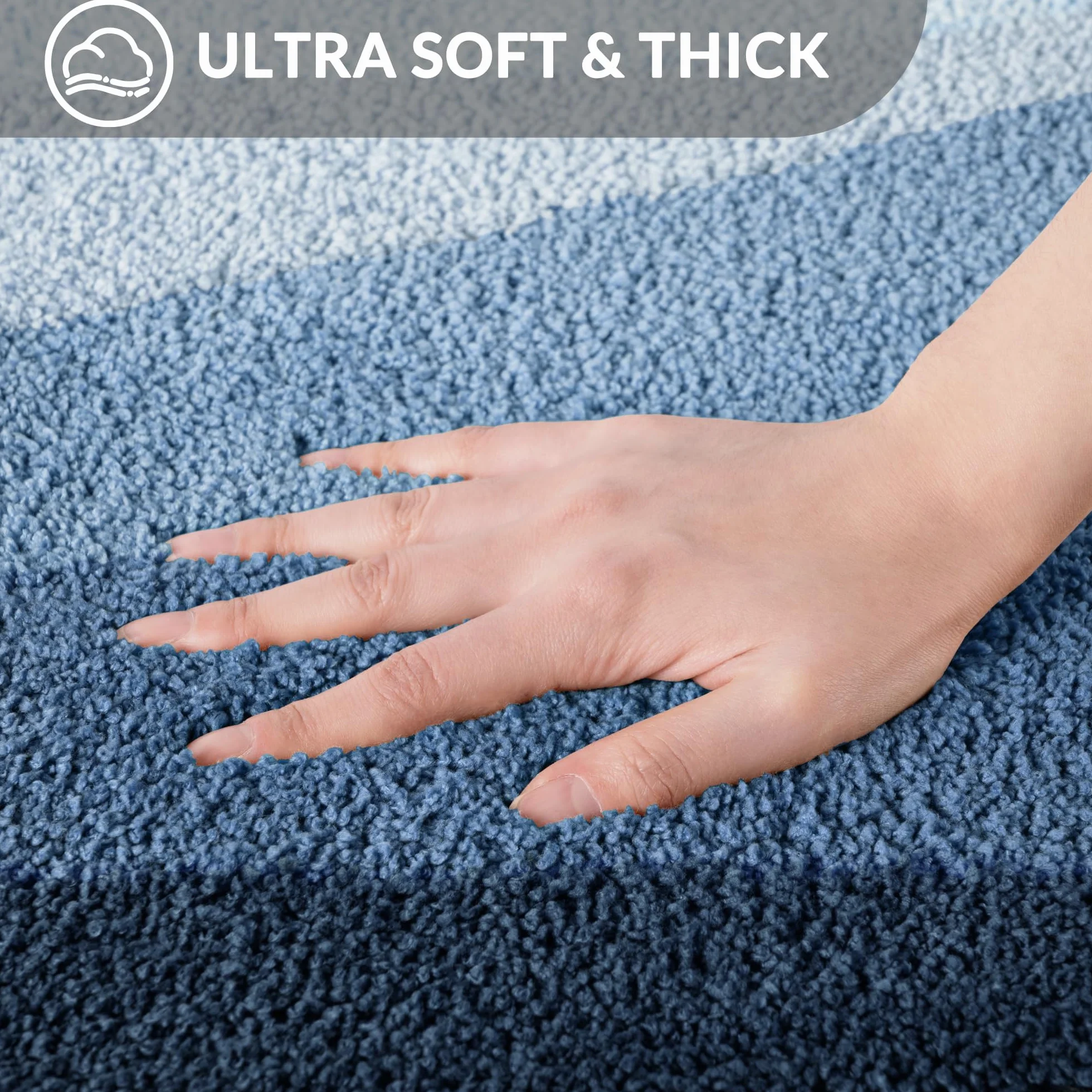 Tapis de Bain en Microfibre Antidérapant 40 x 60 cm Mélangé Bleu