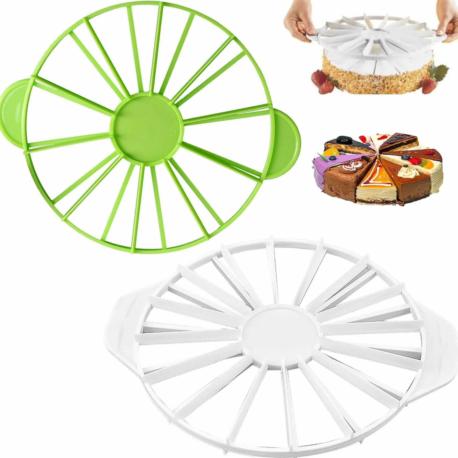 Séparateurs à Gâteau Ronds Plastique Réglables 10/12 Vert 14/16 Blanc
