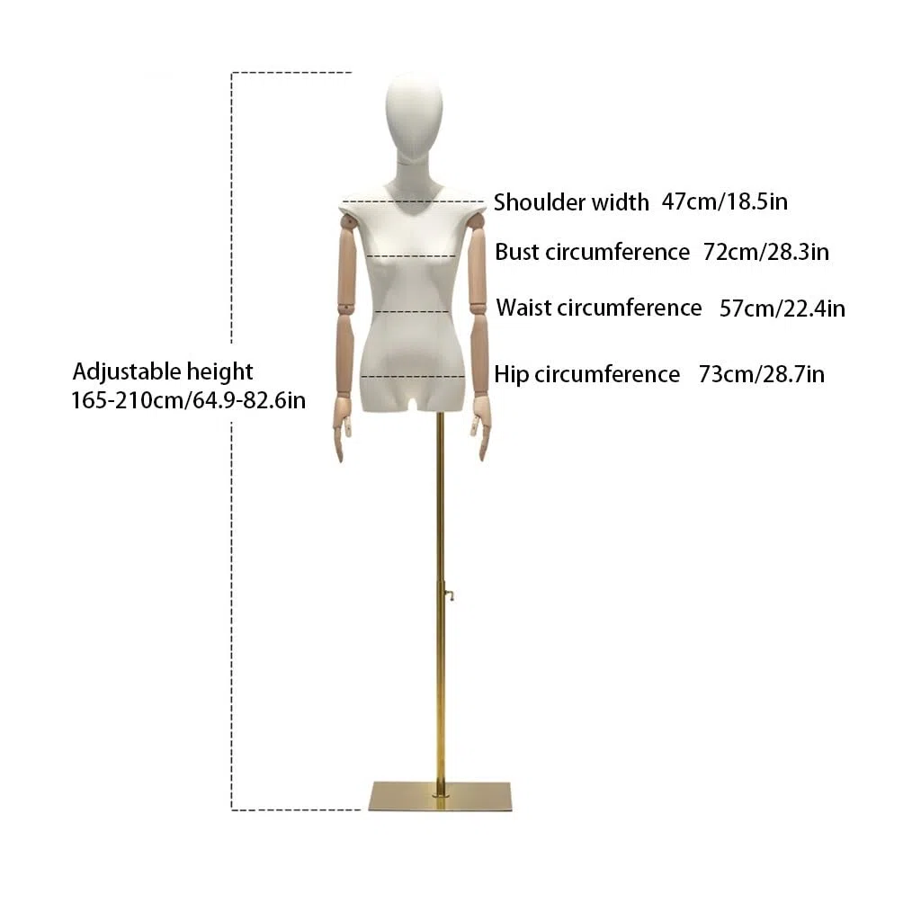 Générique Lot de 3 mannequins de Couture Femme réglables avec tête Amovible, Torse en Lin pour présentation de Robes et Bijoux, Hauteur 64,9-82,6 Pouces, Base Triangulaire, Taille S