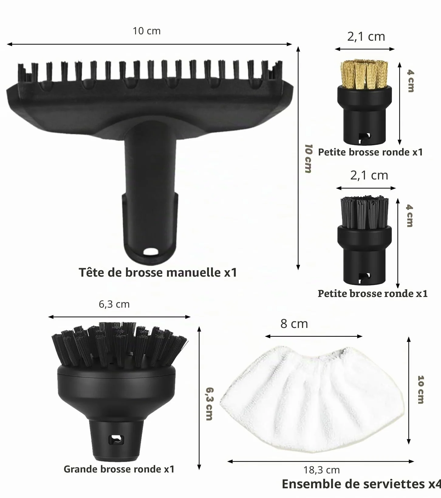 Accessoires Karcher SC1 SC3 SC2 SC4 SC5 lot de 8 pièces de rechange brosse manuelle
