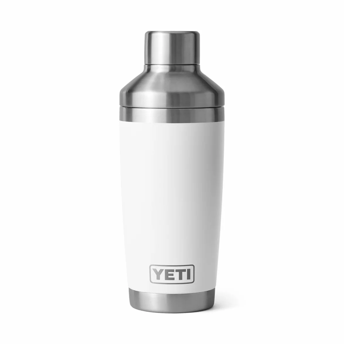 YETI Rambler Shaker à cocktail isotherme en acier inoxydable – Design étanche avec couvercle facile à presser et bouchon à visser – Passe au lave-vaisselle (blanc)