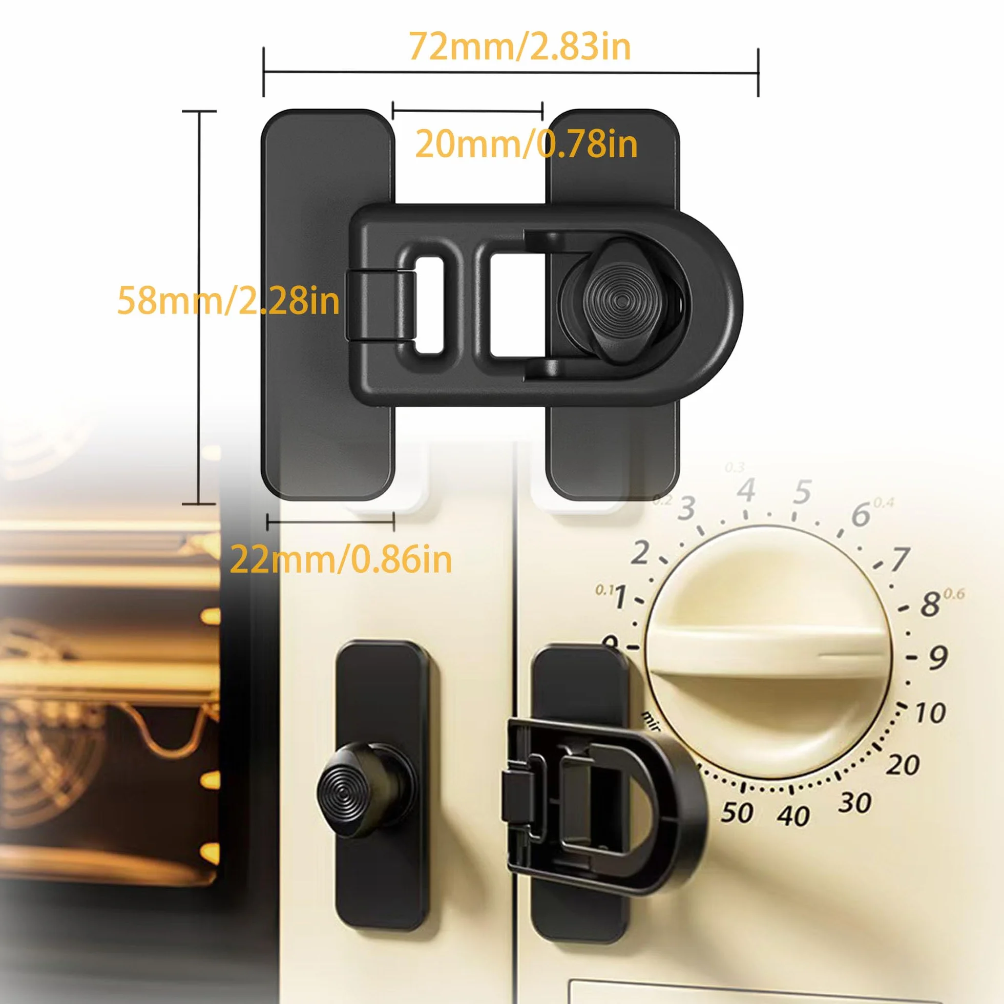 Serrure de porte de réfrigérateur sécurité enfant 4 Pack Noir adhésif 3M