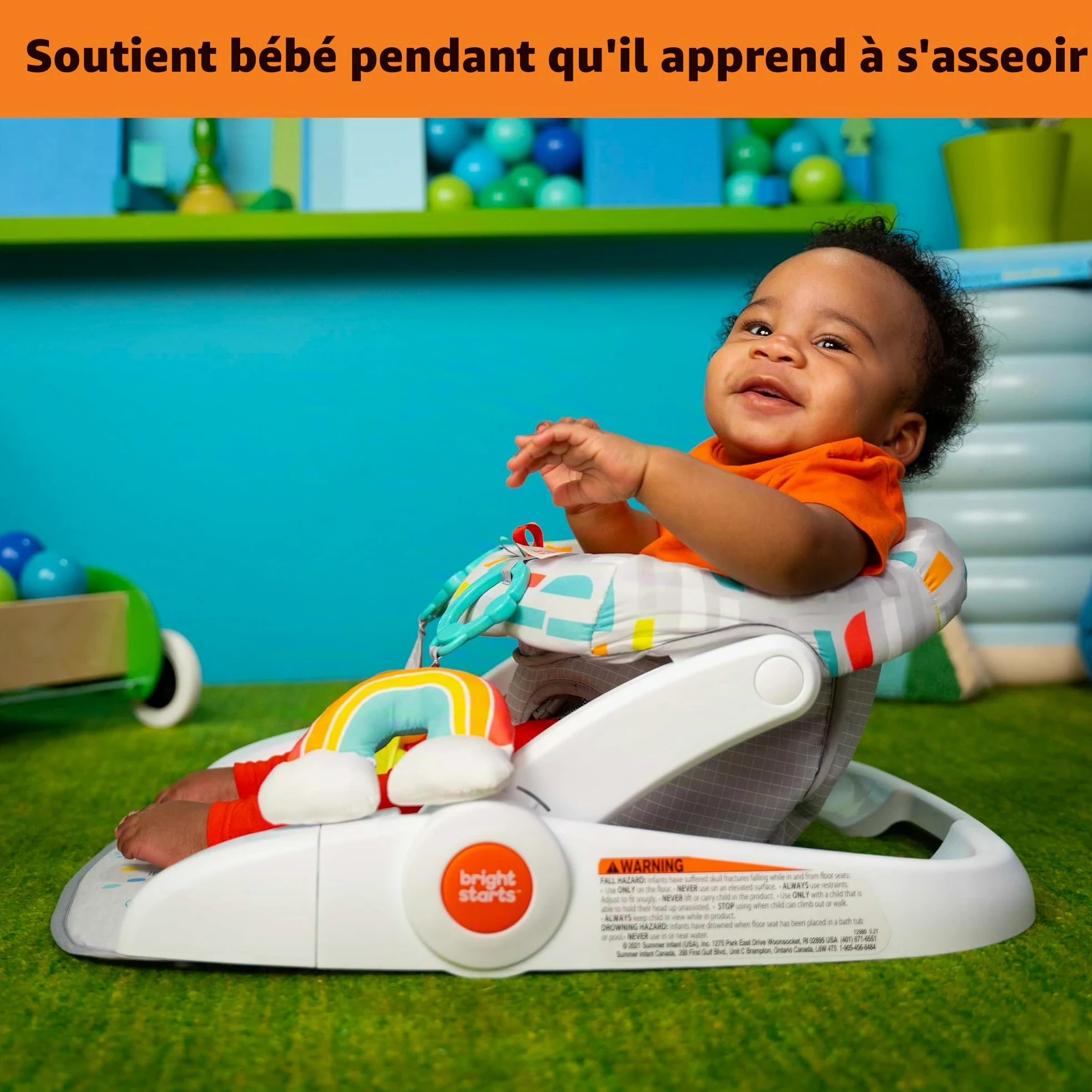 Bright Starts Siège transat Learn to sit 2 positions avec jouets, Unisexe, enfants de 4 à 12 mois, Playful Paradise