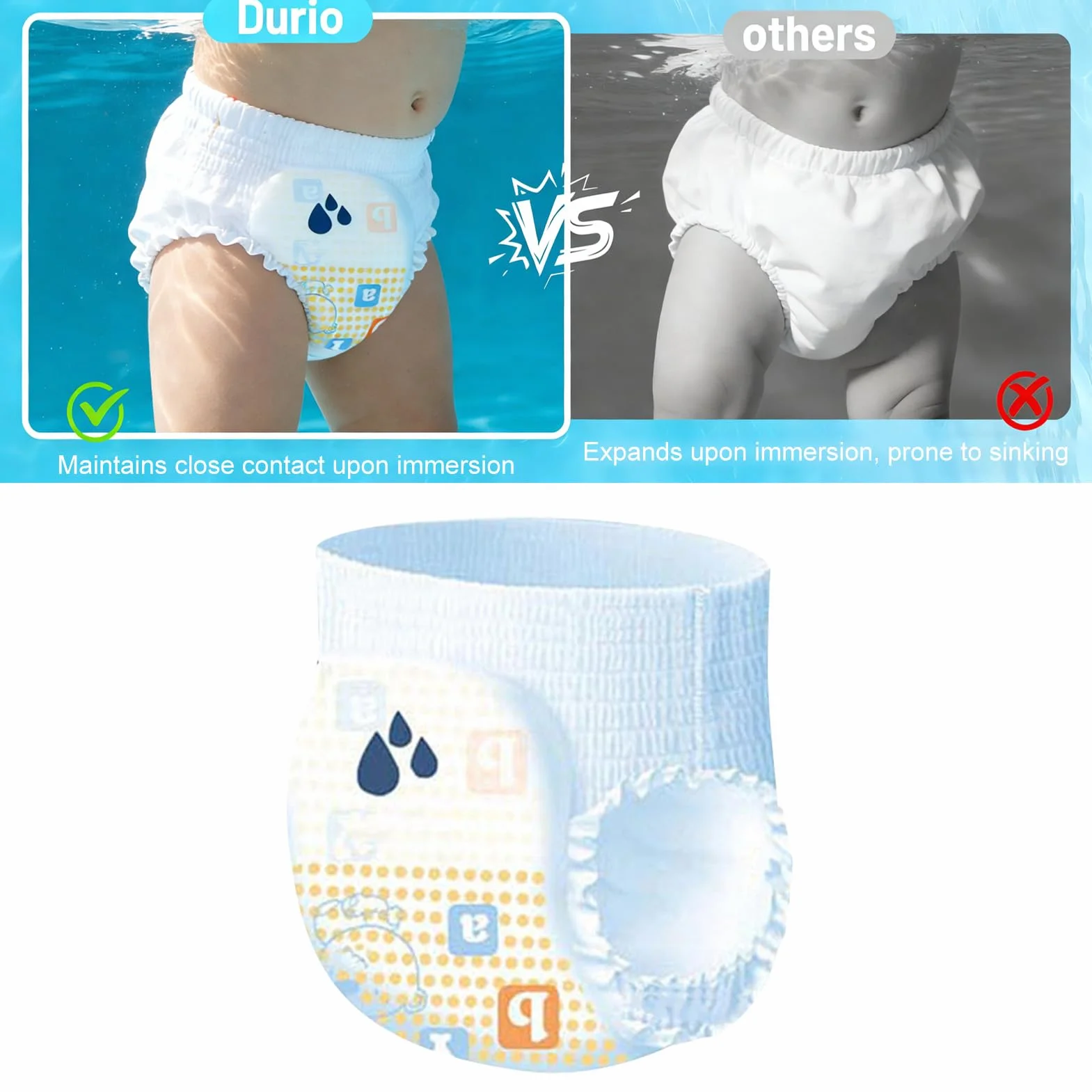 Culotte de bain jetable bébé XXL 12 kg couches hygiéniques imperméables absorbantes