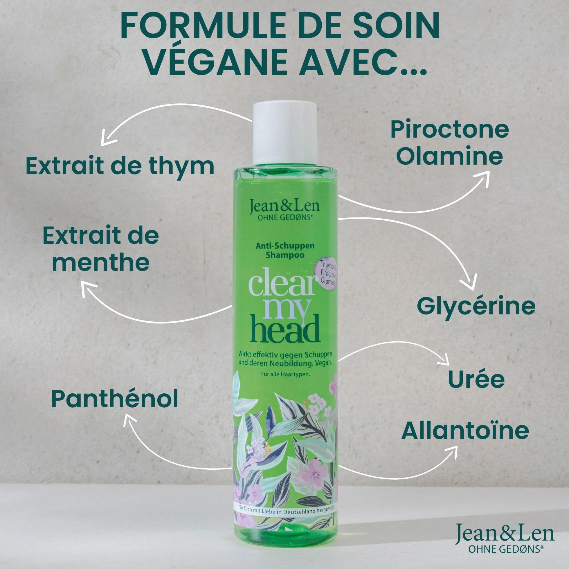Jean & Len Shampooing antipelliculaire Thym & Menthe 300 ml