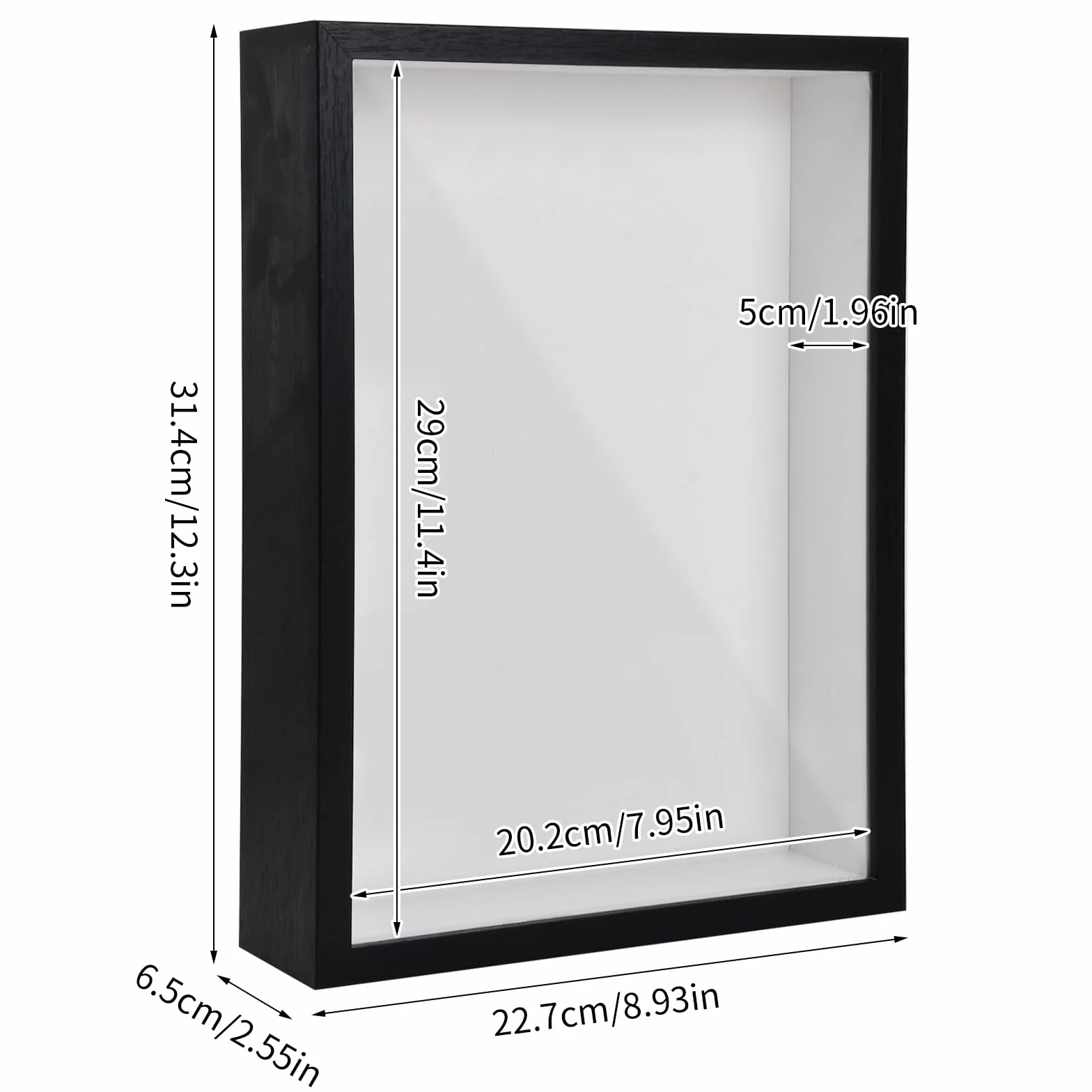 Cadre photo 3D Shadow Box A4 bois 5 cm pour table et mur souvenirs tickets médailles