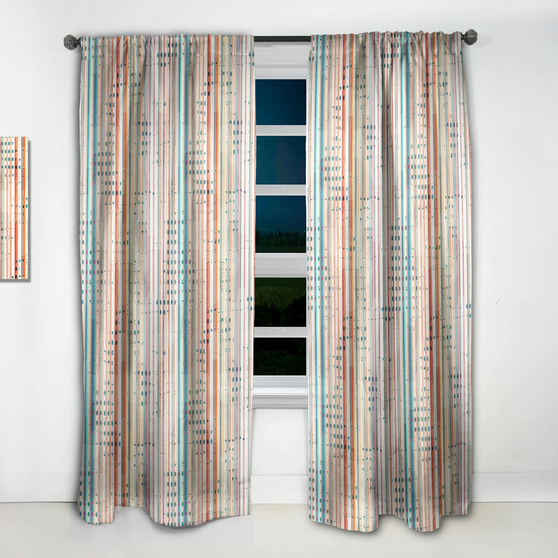 DesignQ Grunge Line Rideaux pour Chambre à Coucher, Salon, Isolation Thermique, 132 x 160 cm