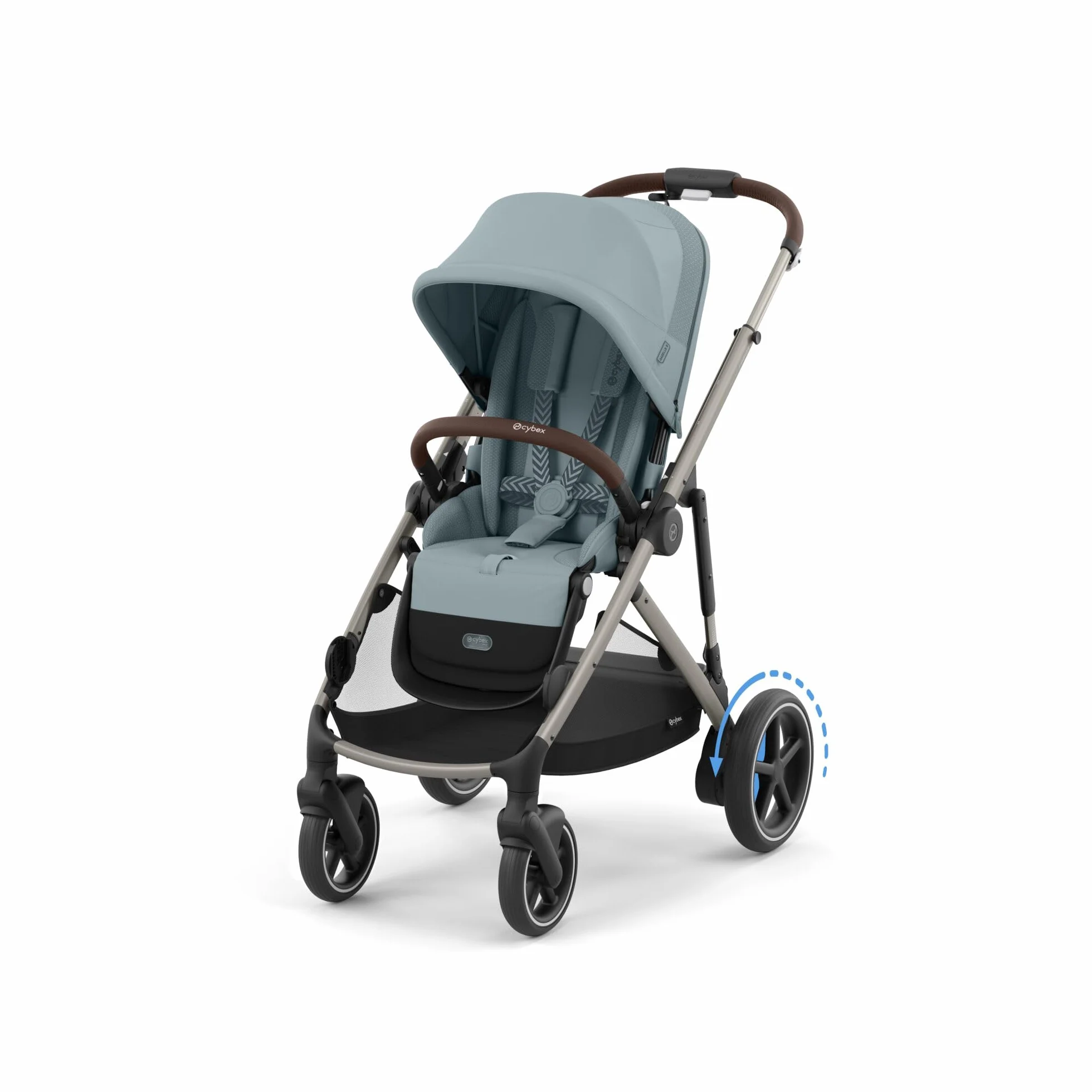 CYBEX Poussette Gold e-GAZELLE S, de la naissance à 4 ans, max. 22 kg, système tout-en-1 avec propulsion électrique, Bleu orageux