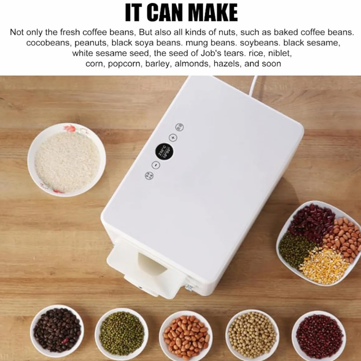 Torréfacteur de café 1600 W, machine de torréfaction de grains domestique 1500 G, réglable 0-250°C