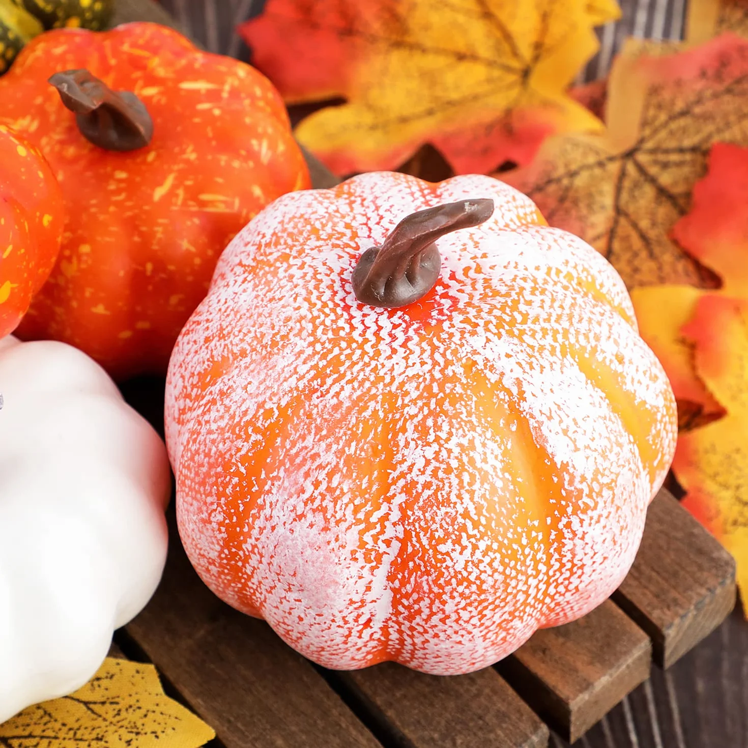 Benjia 102pcs Fausses Citrouilles Artificielles Automne Décoration Halloween