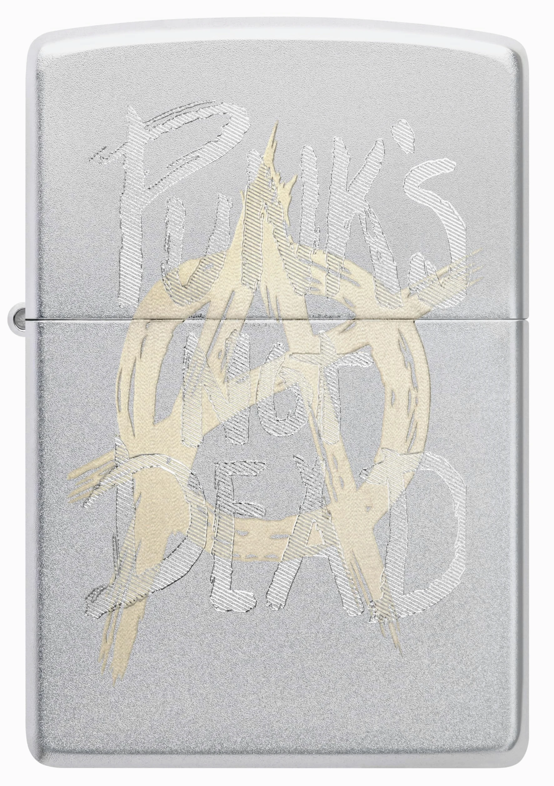 Zippo Briquet Tempête - Punk's Not Dead - Chrome Satiné, Gravure Laser - Rechargeable - Réutilisable - Design Coupe-Vent - Coffret Cadeau Fabriqué aux États-Unis