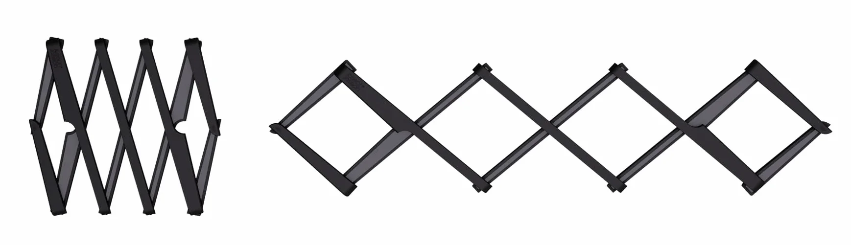 Joseph Joseph support antidérapant extensible en silicone pour casseroles et poêles, tapis résistant à la chaleur plan de travail cuisine Noir