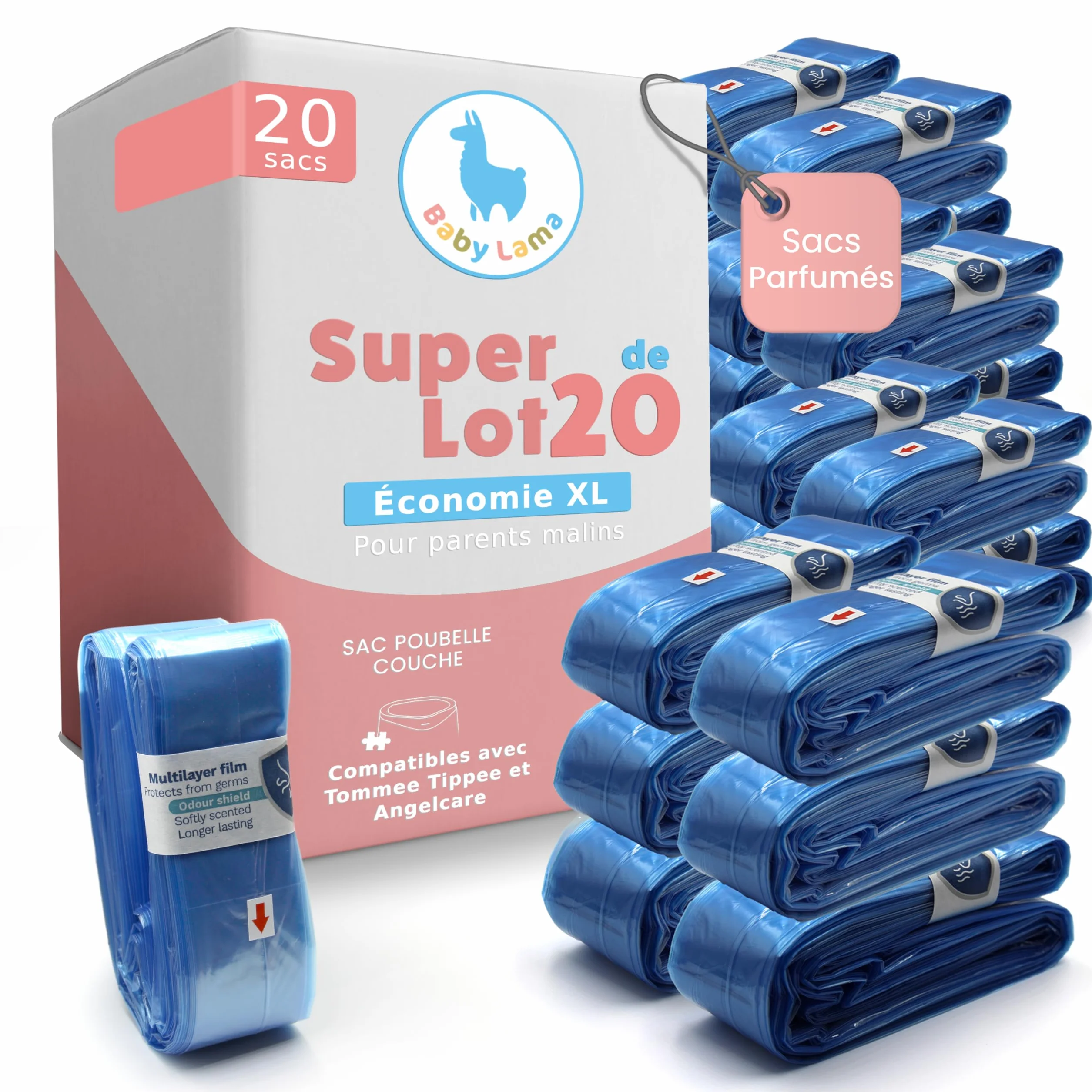Recharges Universelles Poubelle à Couches Compatibles Tommee Tippee Angelcare Sac Antiodeur Hygiénique Économique 20