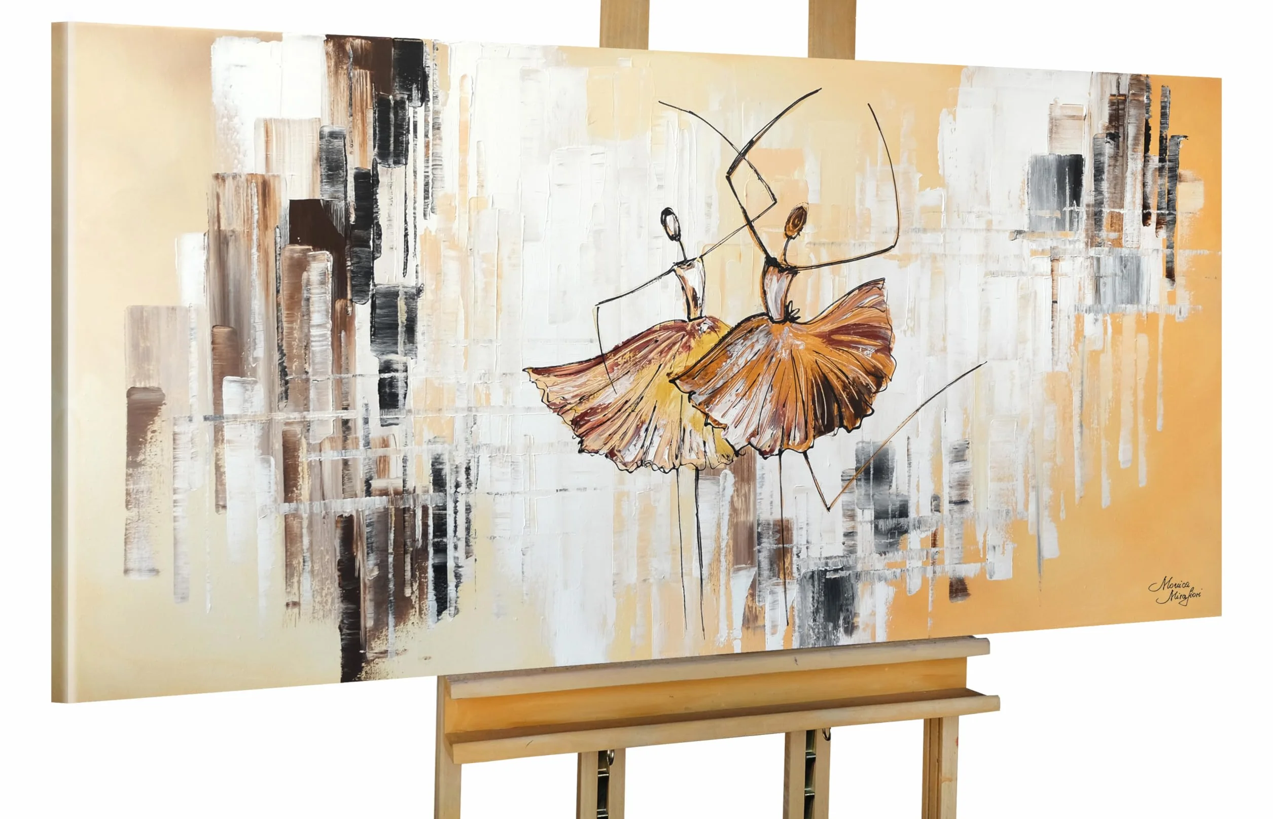 Monica Mirafiori Tableau Peint à la Main 120x60 cm Toile sur Cadre en Bois