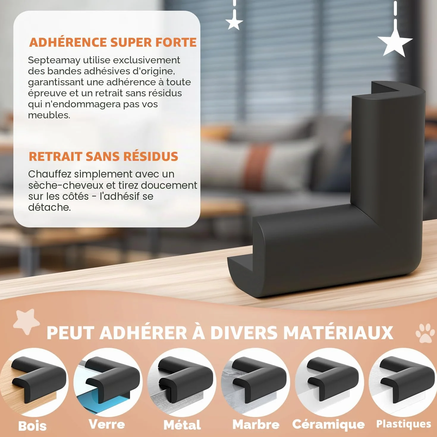 Lot de 12 Coins de Table Protection Bebe, Mousse Souple, Protection Angle pour Meubles, Noir
