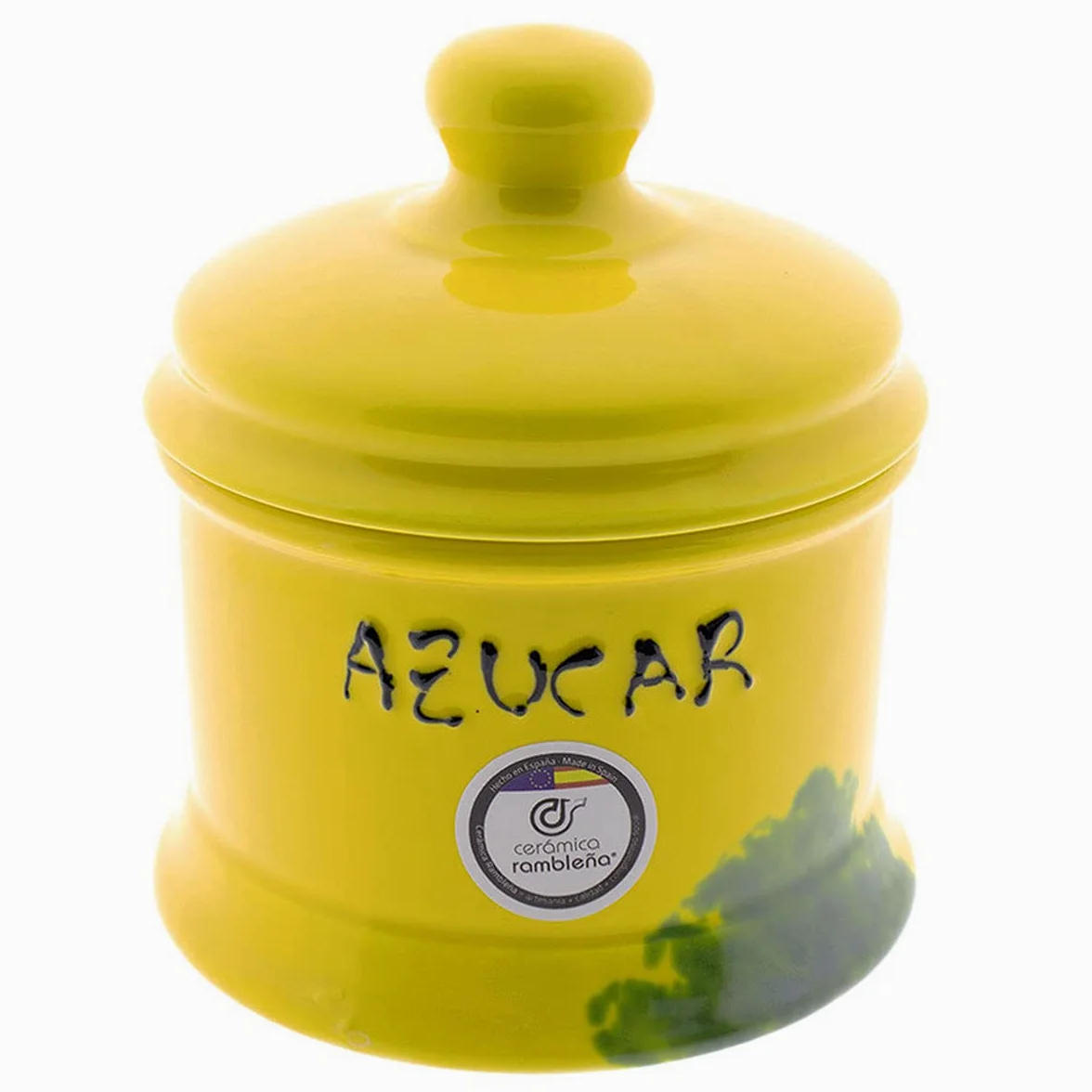 Carafe en céramique - Sucrier rustique céramique - Sucrier de cuisine jaune décoré - Modèle 01 - 100 % décoré à la main - 13 x 13 x 14 cm