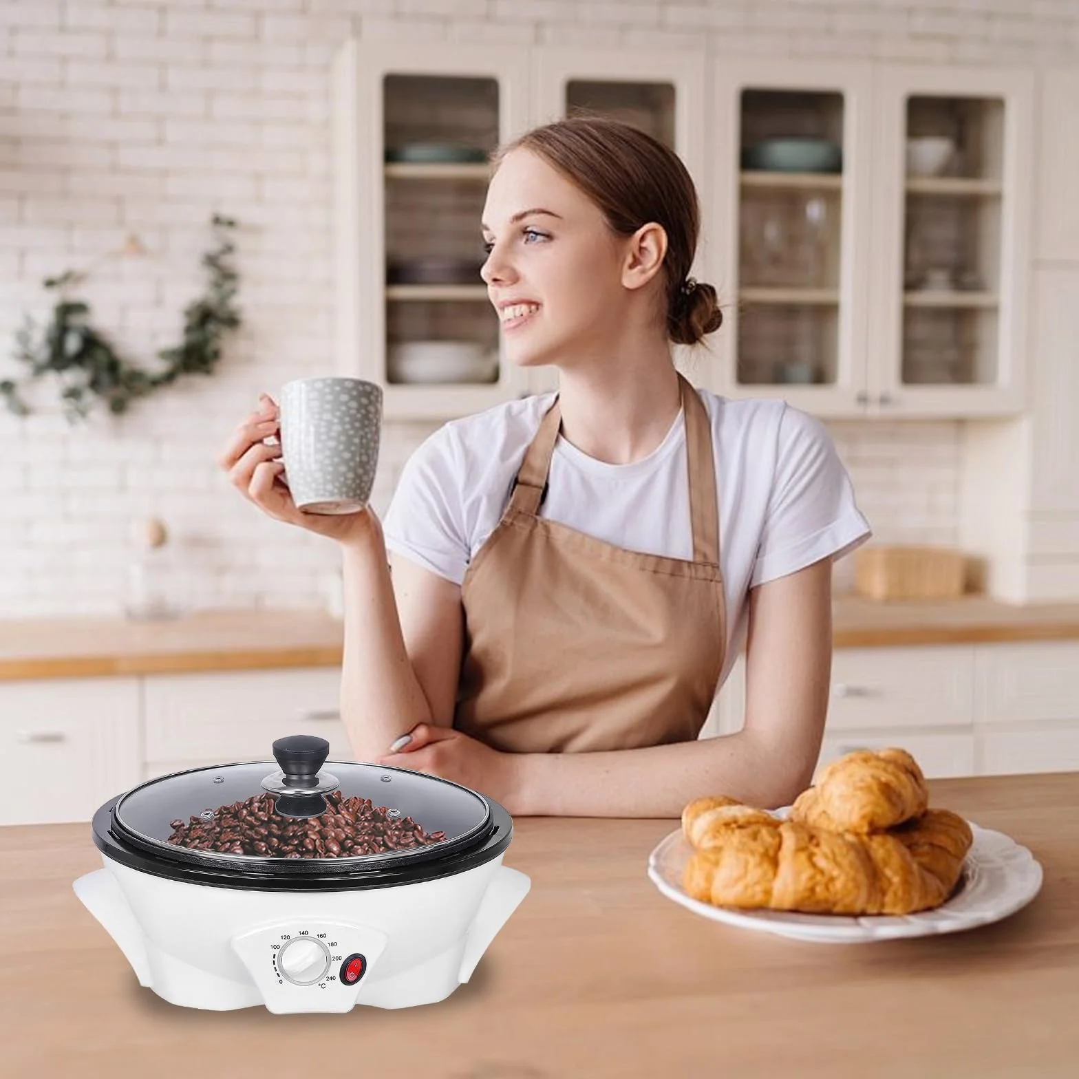 Torréfacteur De Café Électrique 1200W 500g Machine À Torréfier Les Grains Avec Minuteur Température Réglable 0-240°C